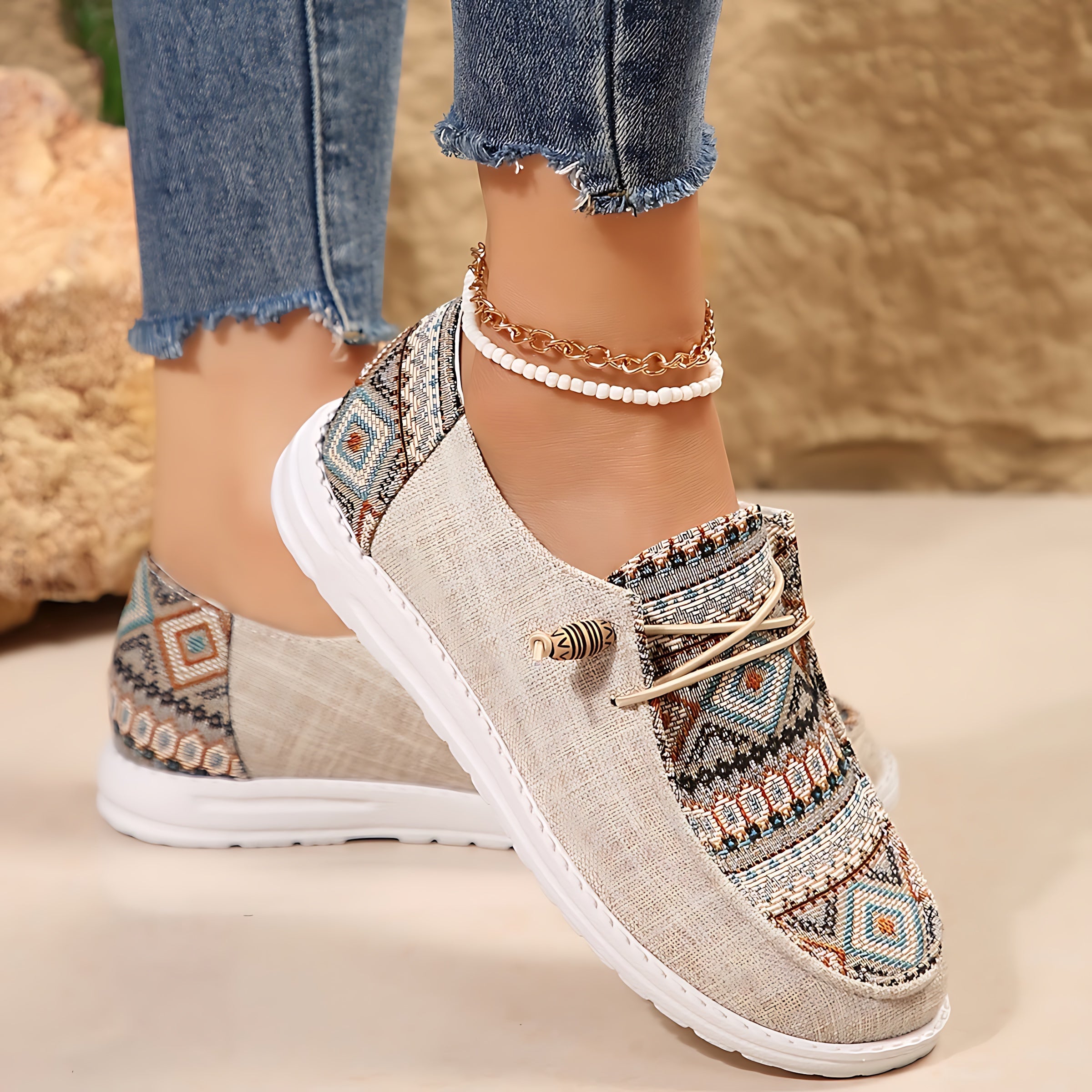 Andrea – Embroidered Panel Slip On Sneakers