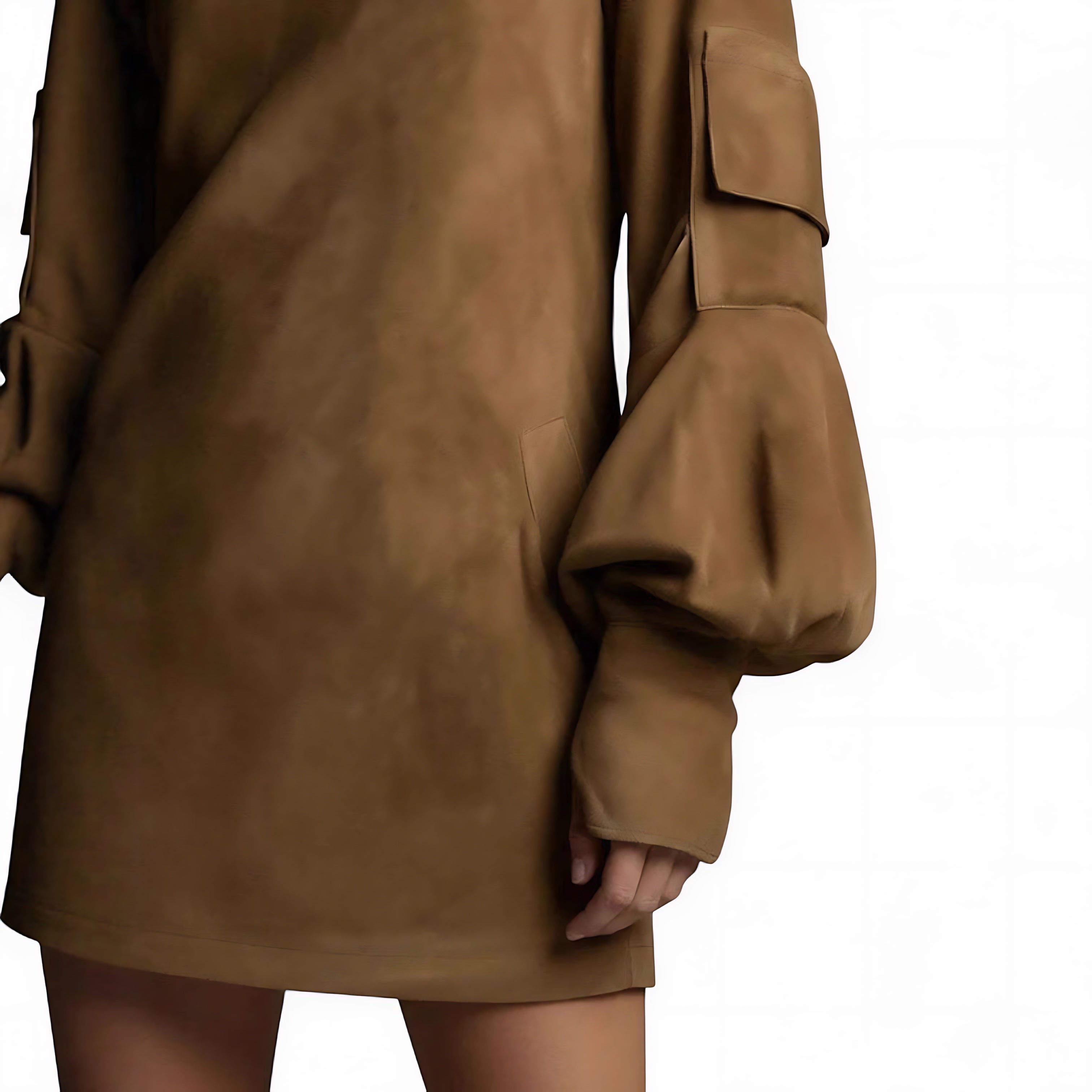 Andrea – Turtleneck Balloon Sleeve Mini Sweater Dress