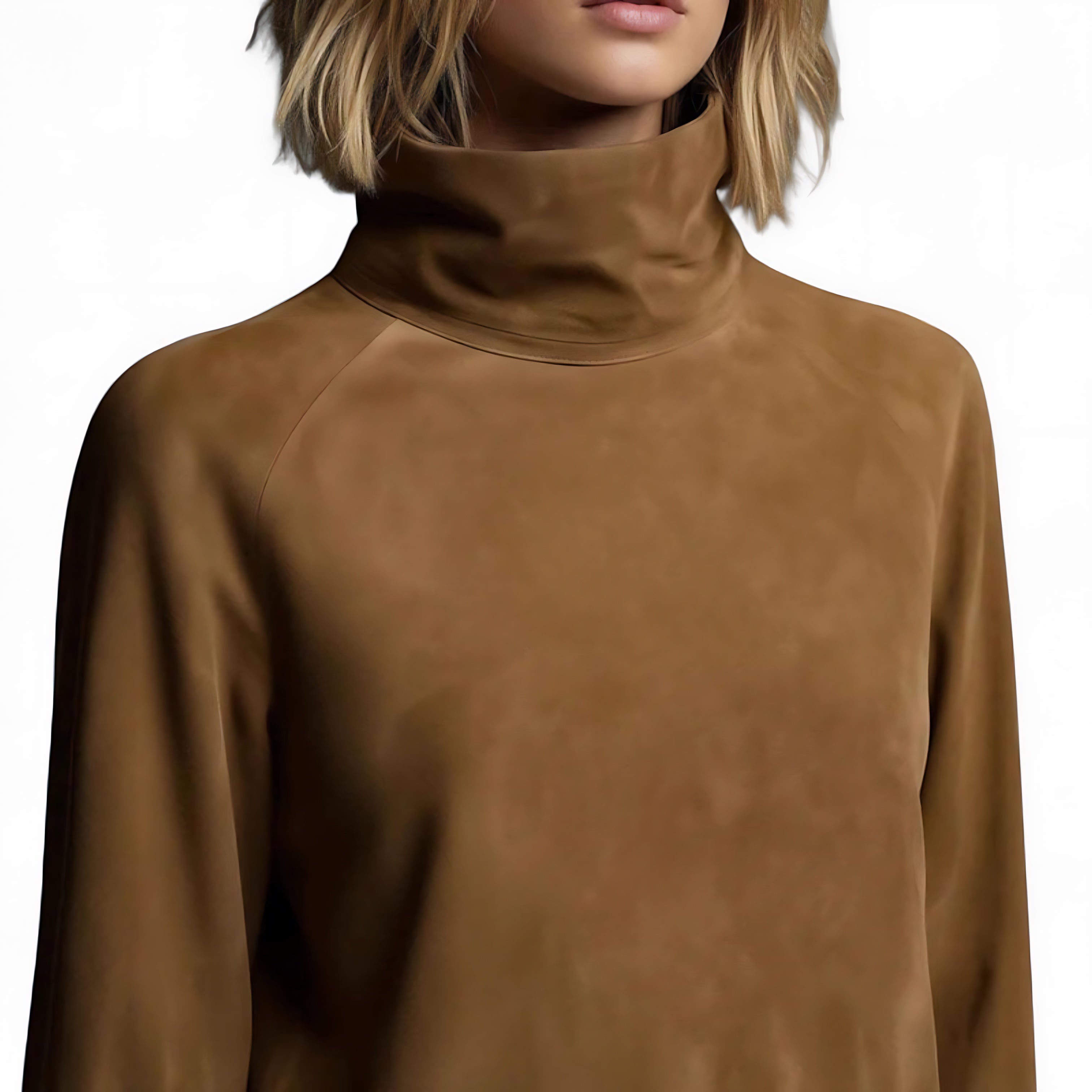Andrea – Turtleneck Balloon Sleeve Mini Sweater Dress