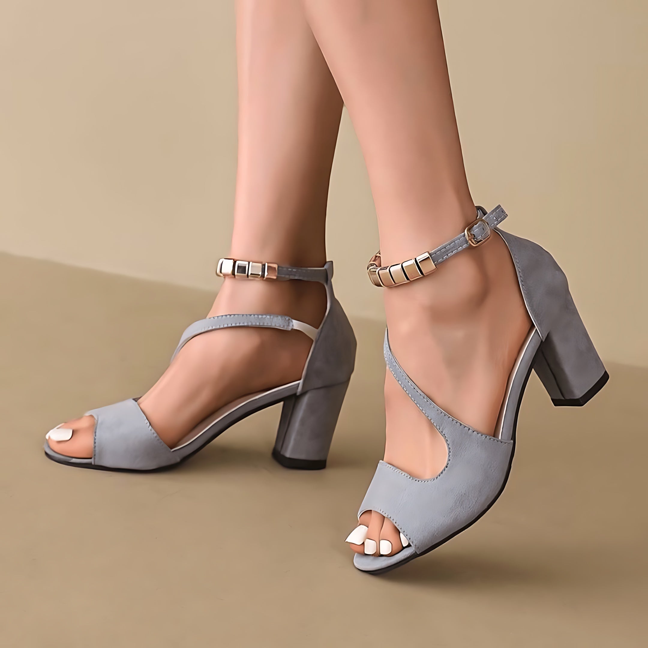 Anna – Cross Strap Block Heel Sandals