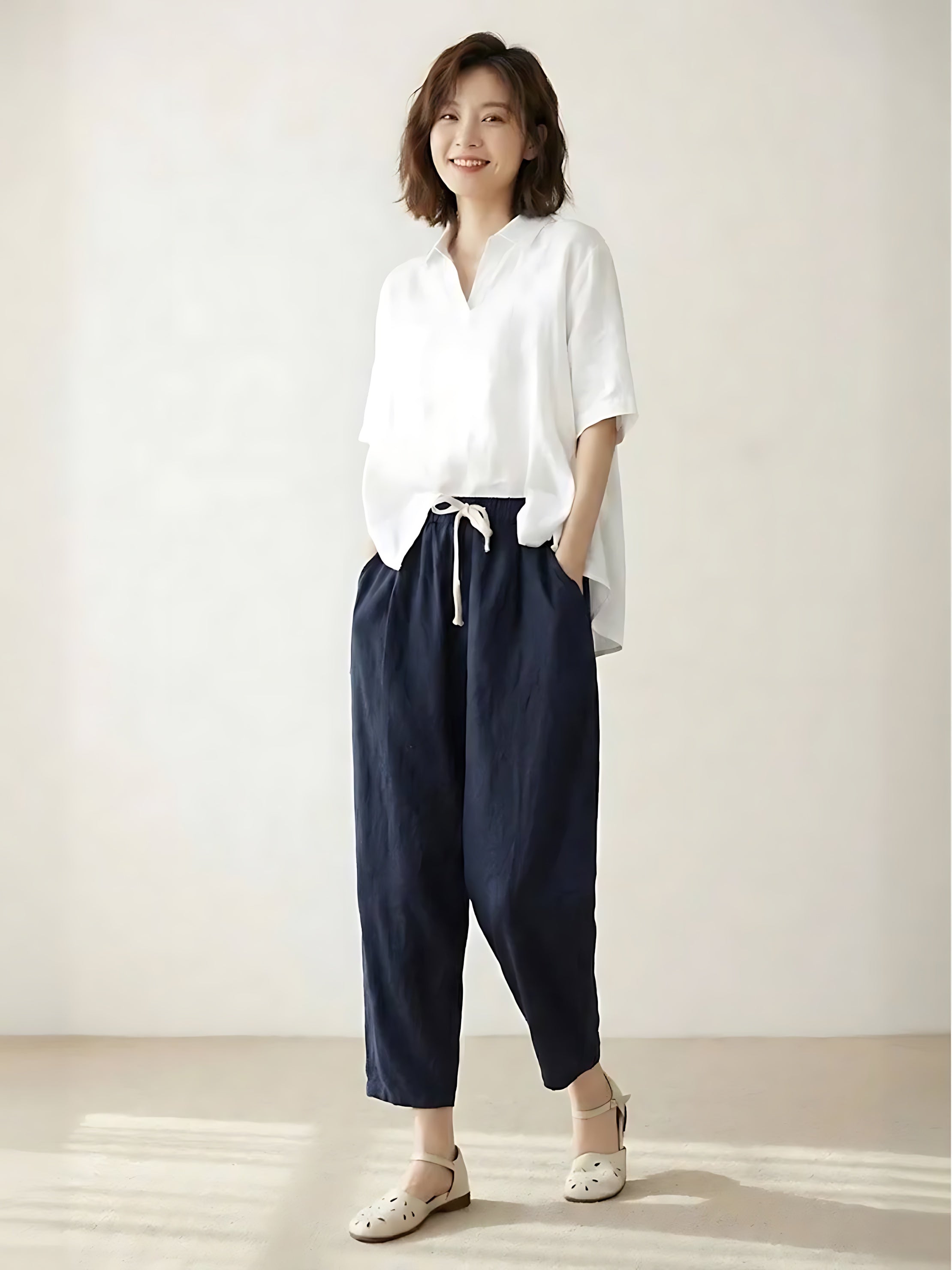 Anna – Elastic Waist Cropped Tapered Pants