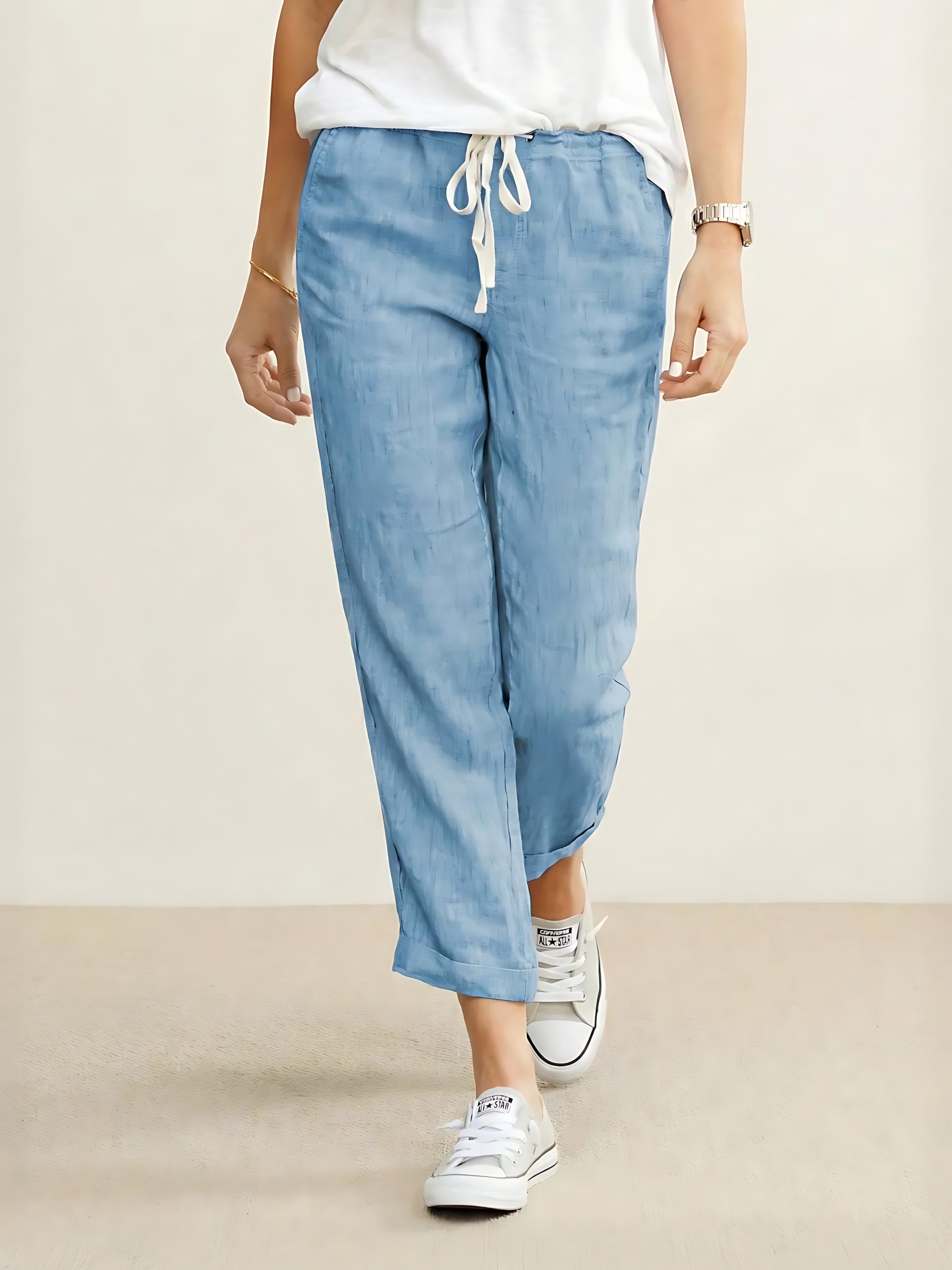 Anna – Elastic Waist Cropped Tapered Pants