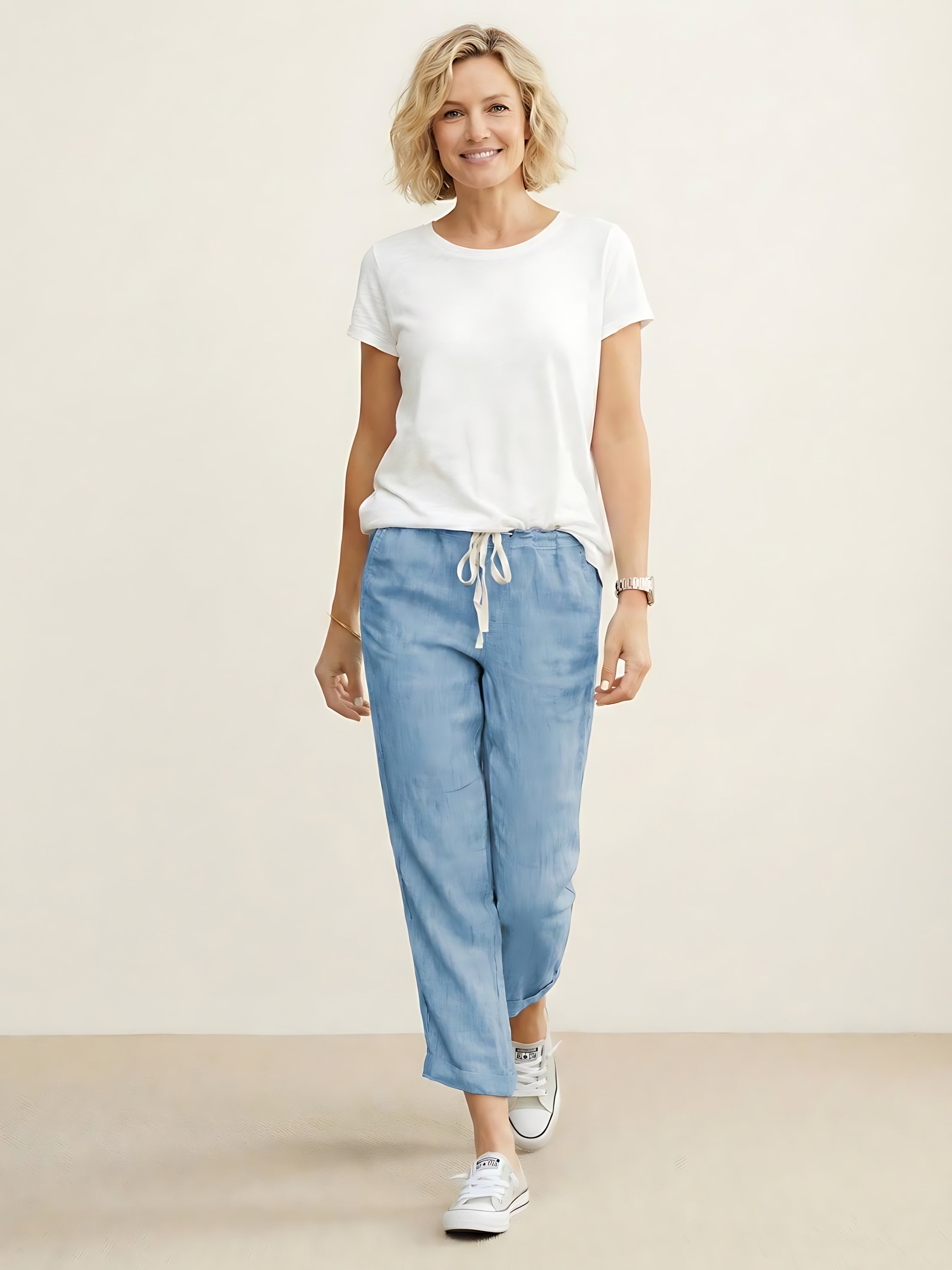 Anna – Elastic Waist Cropped Tapered Pants