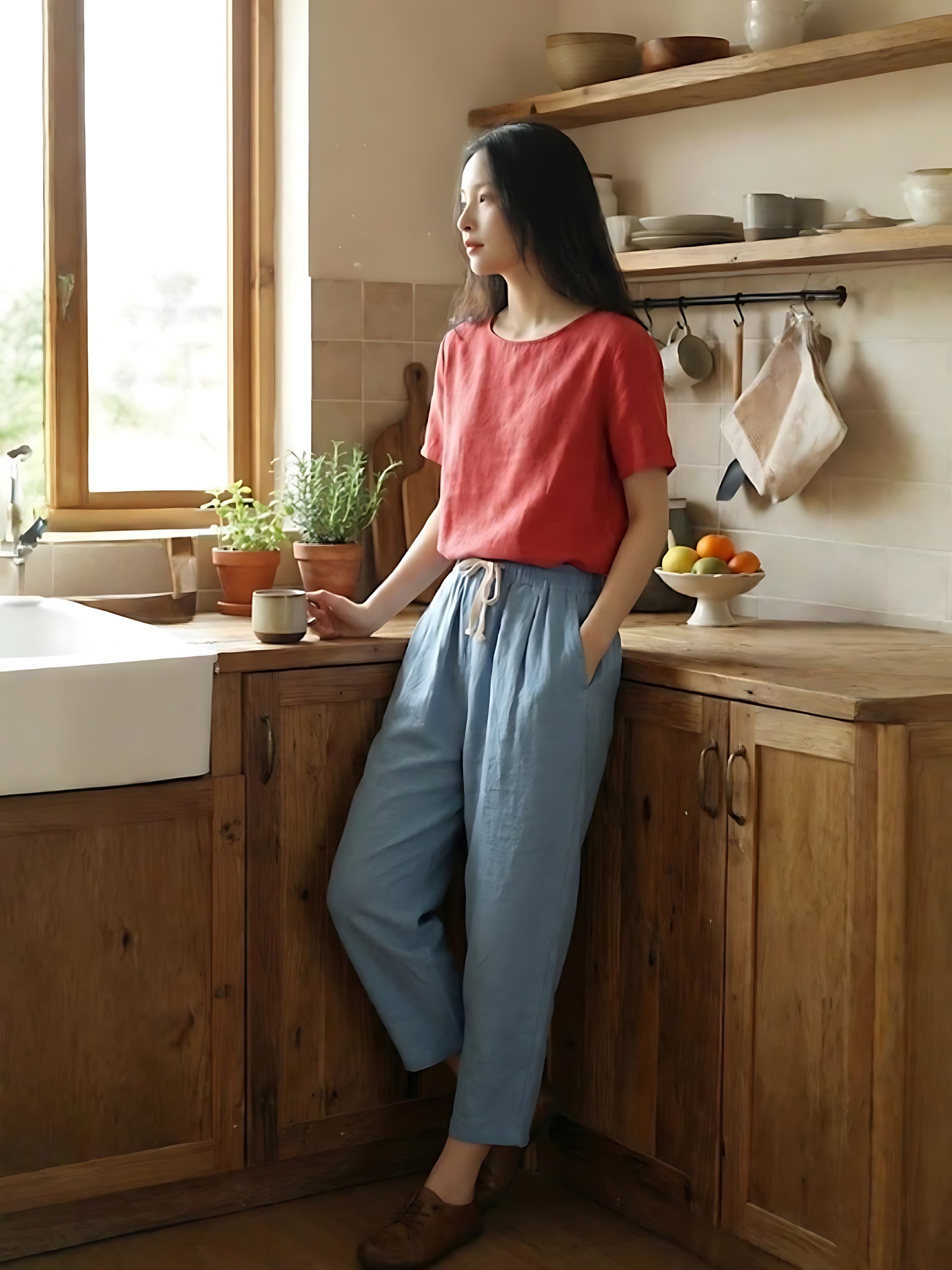 Anna – Elastic Waist Cropped Tapered Pants