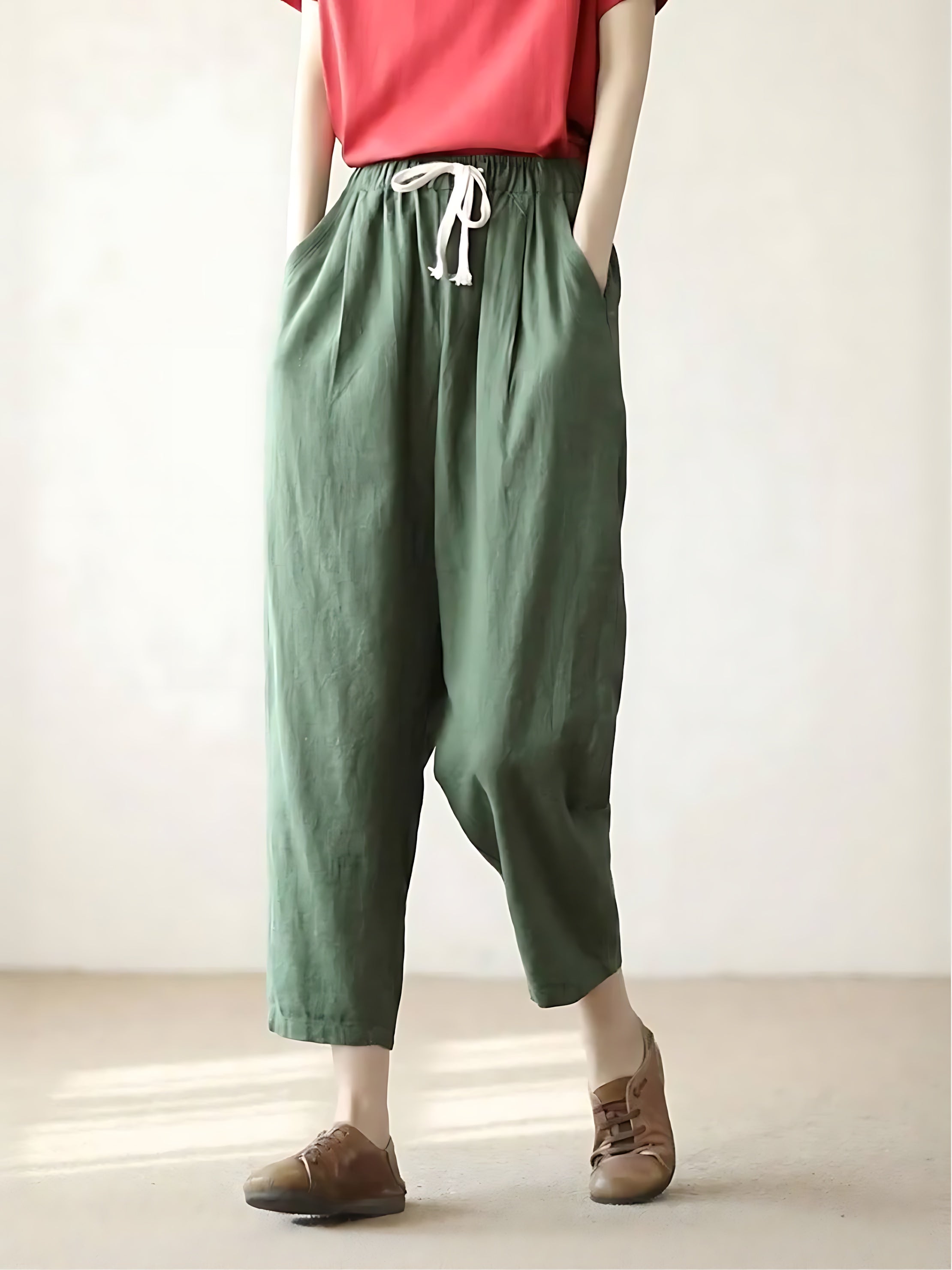 Anna – Elastic Waist Cropped Tapered Pants