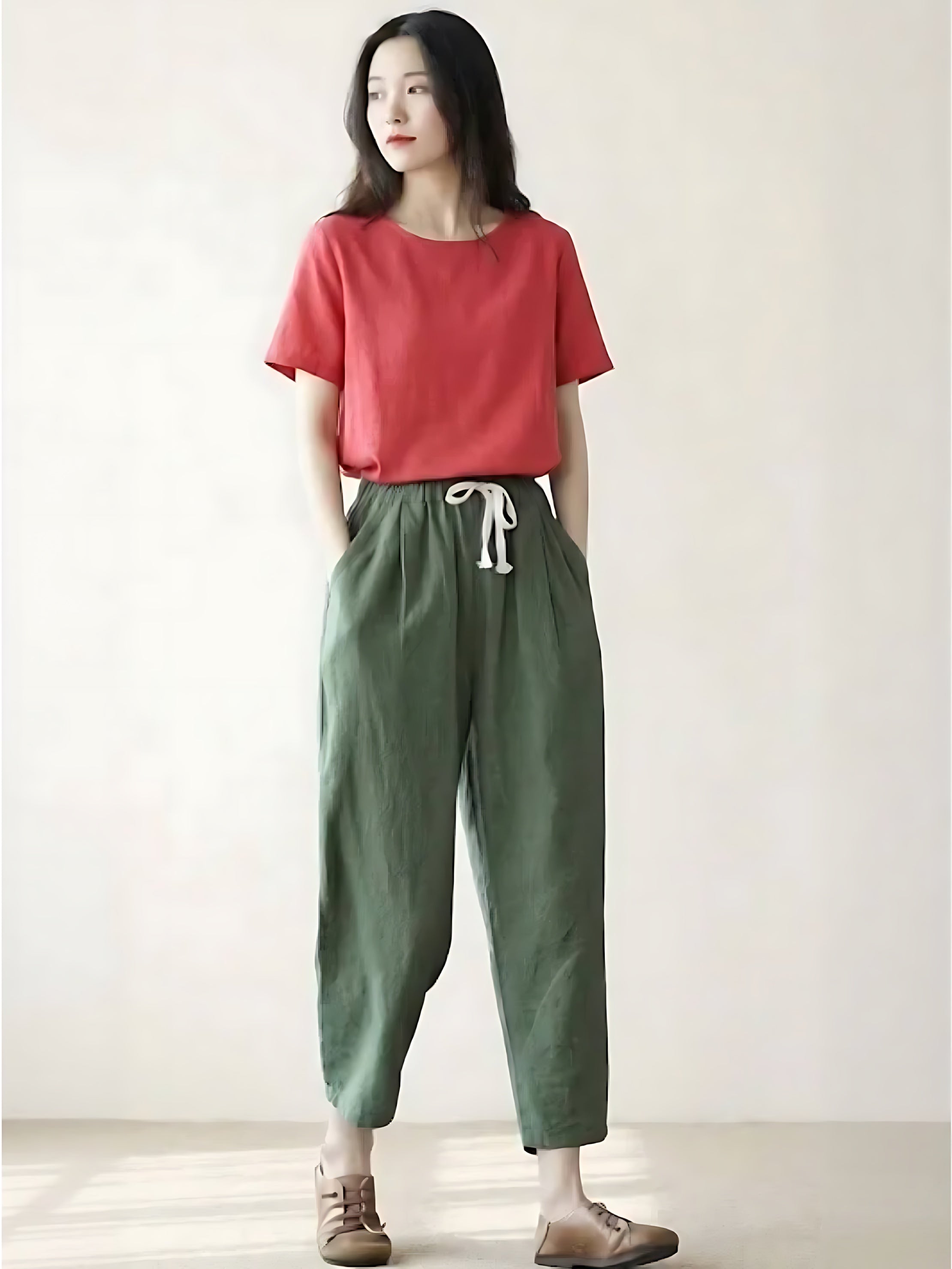Anna – Elastic Waist Cropped Tapered Pants