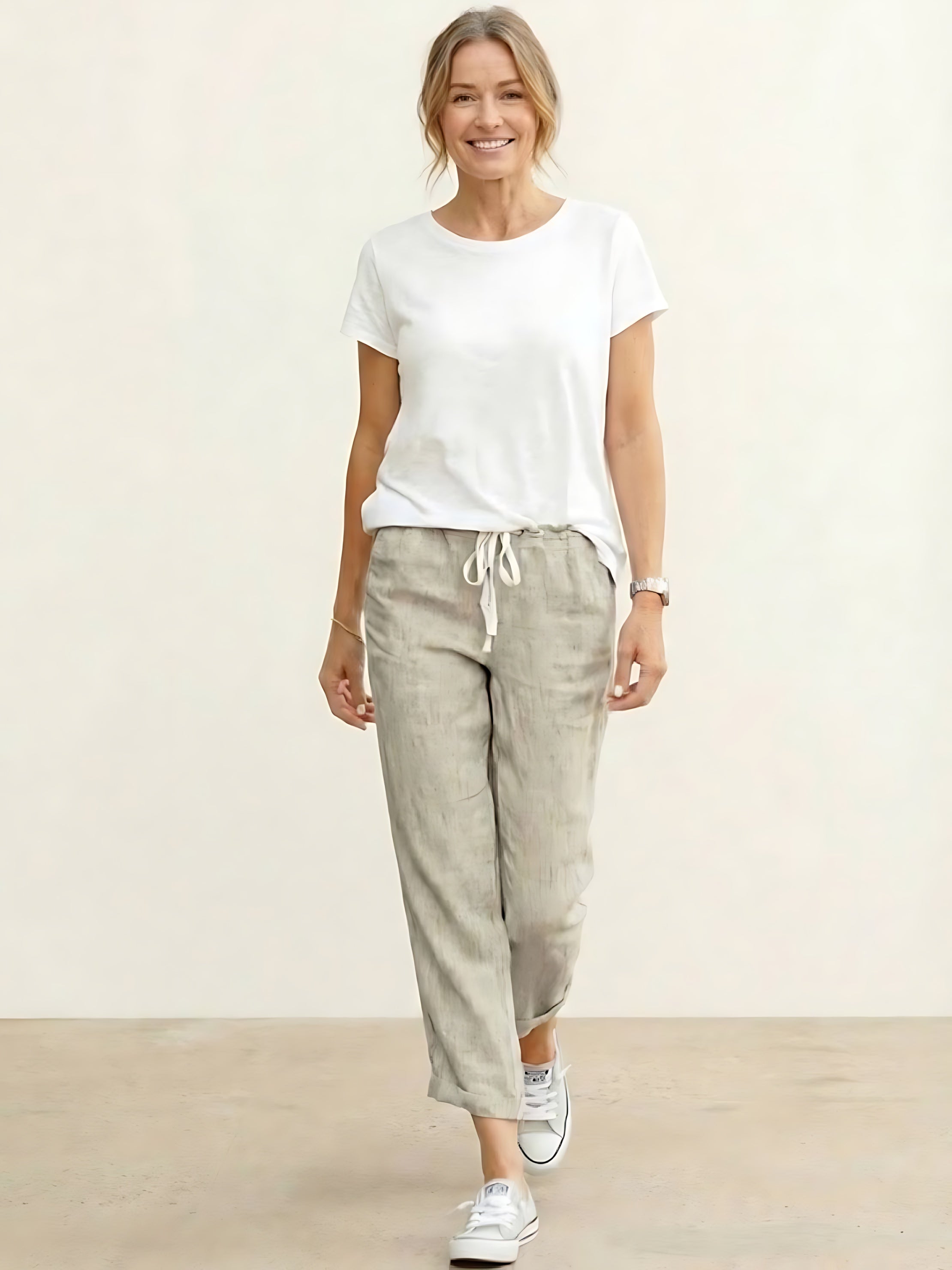 Anna – Elastic Waist Cropped Tapered Pants
