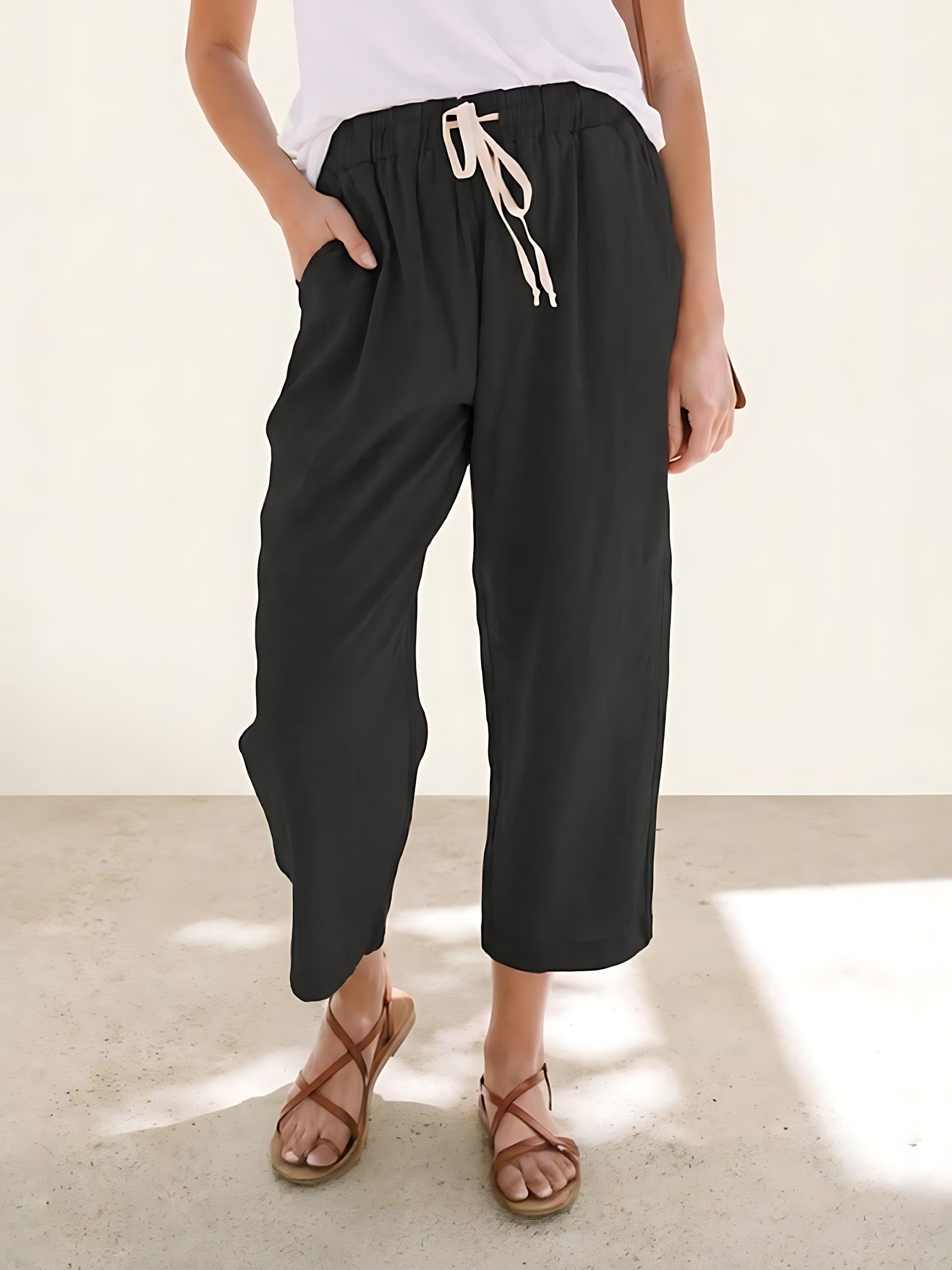 Anna – Elastic Waist Cropped Tapered Pants