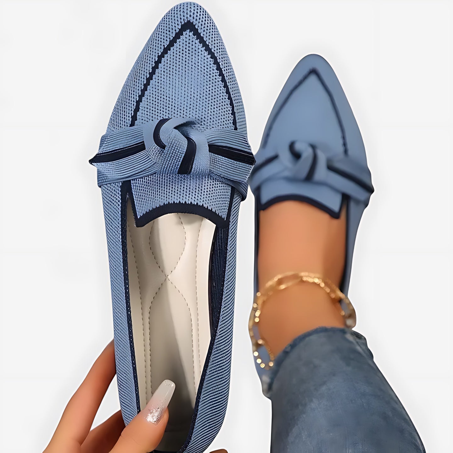 Anna – Pointed Toe Knot Slip On Flats