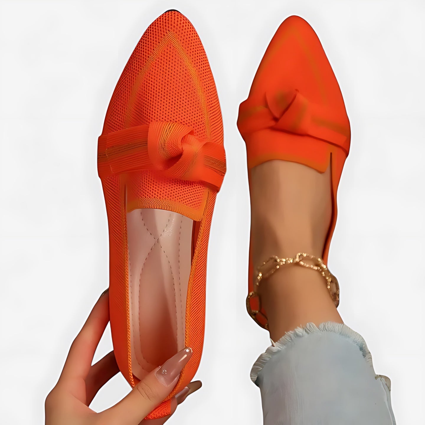 Anna – Pointed Toe Knot Slip On Flats