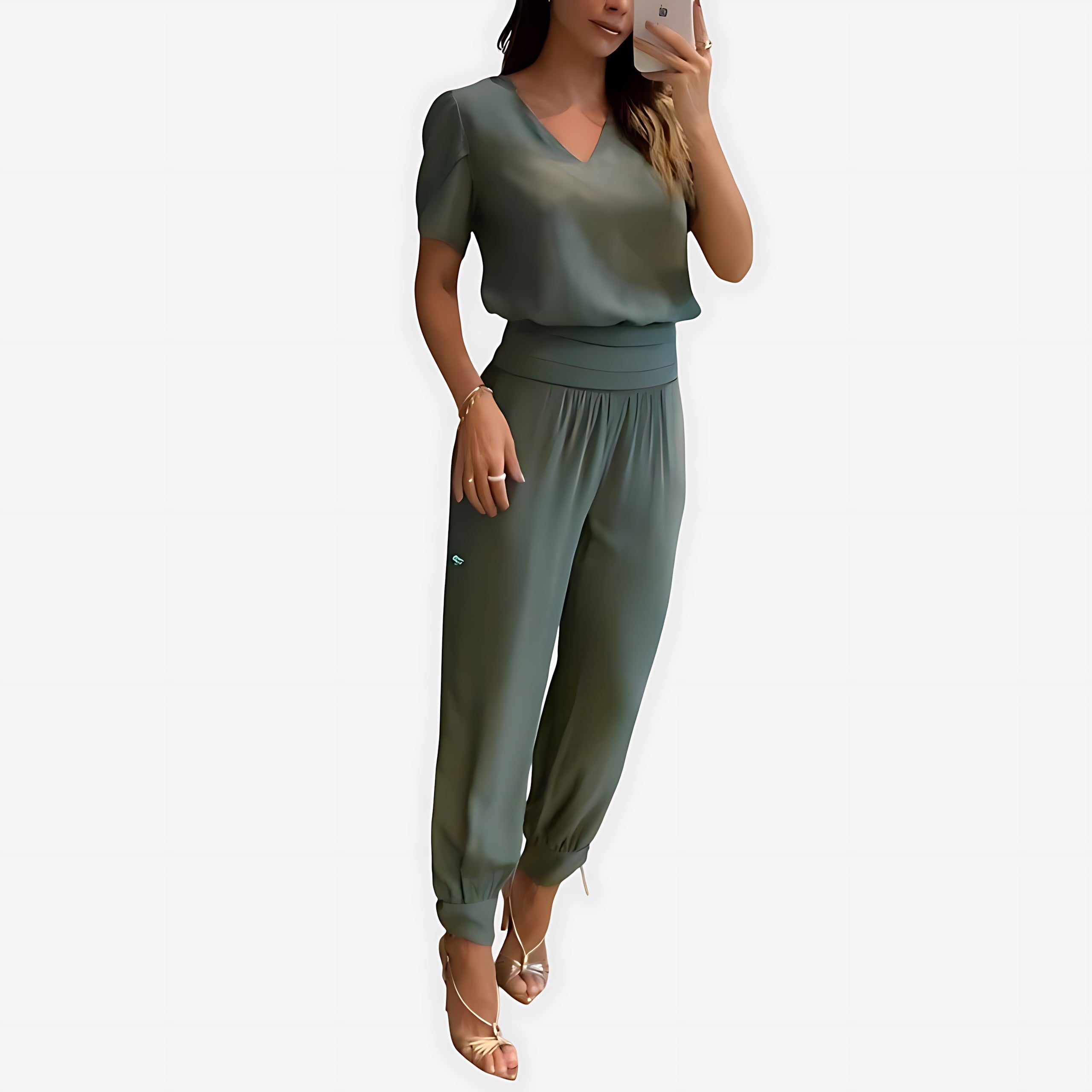 Annie – Short Sleeve Top and Abstract Print Pants Set