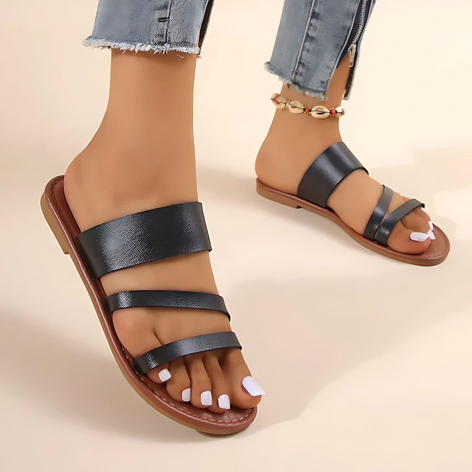 Aria – Cross Strap Flat Sandals