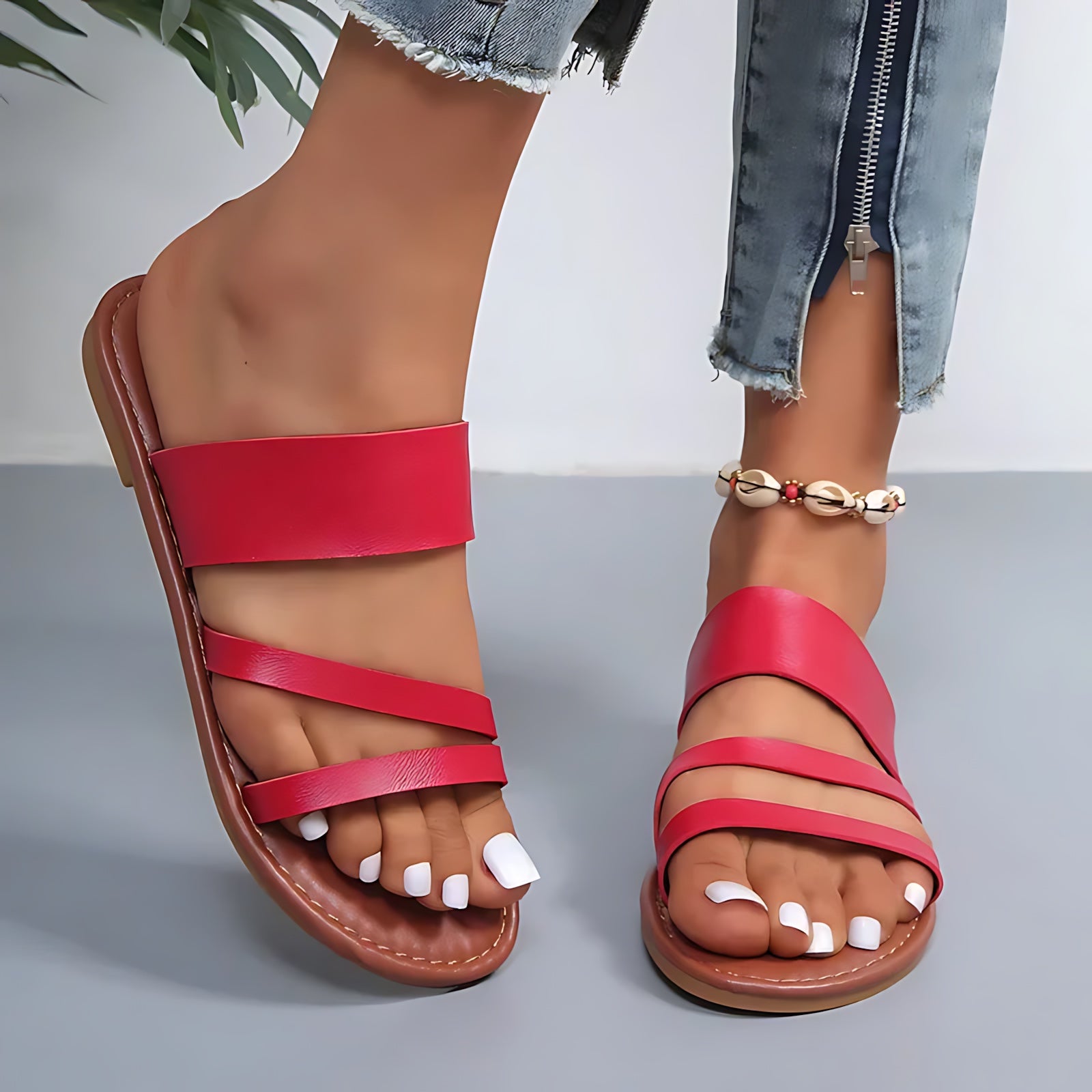 Aria – Cross Strap Flat Sandals