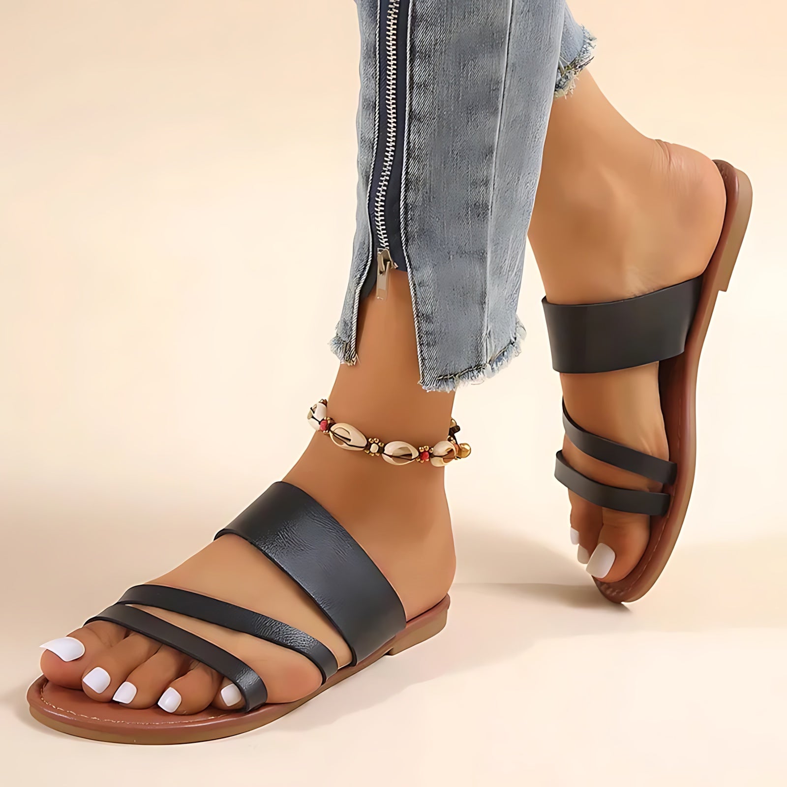 Aria – Cross Strap Flat Sandals
