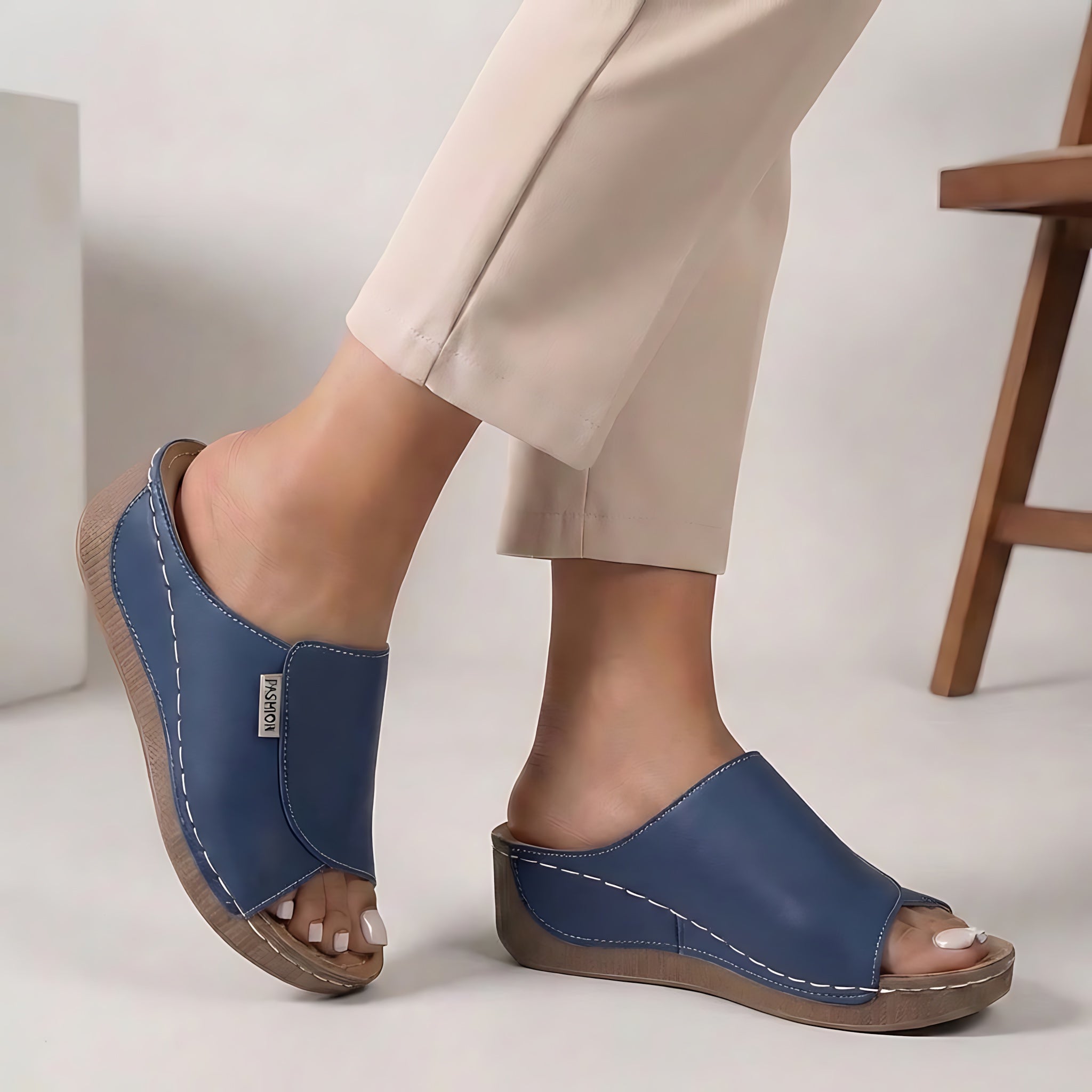 Aria – Slip On Peep Toe Wedge Sandals