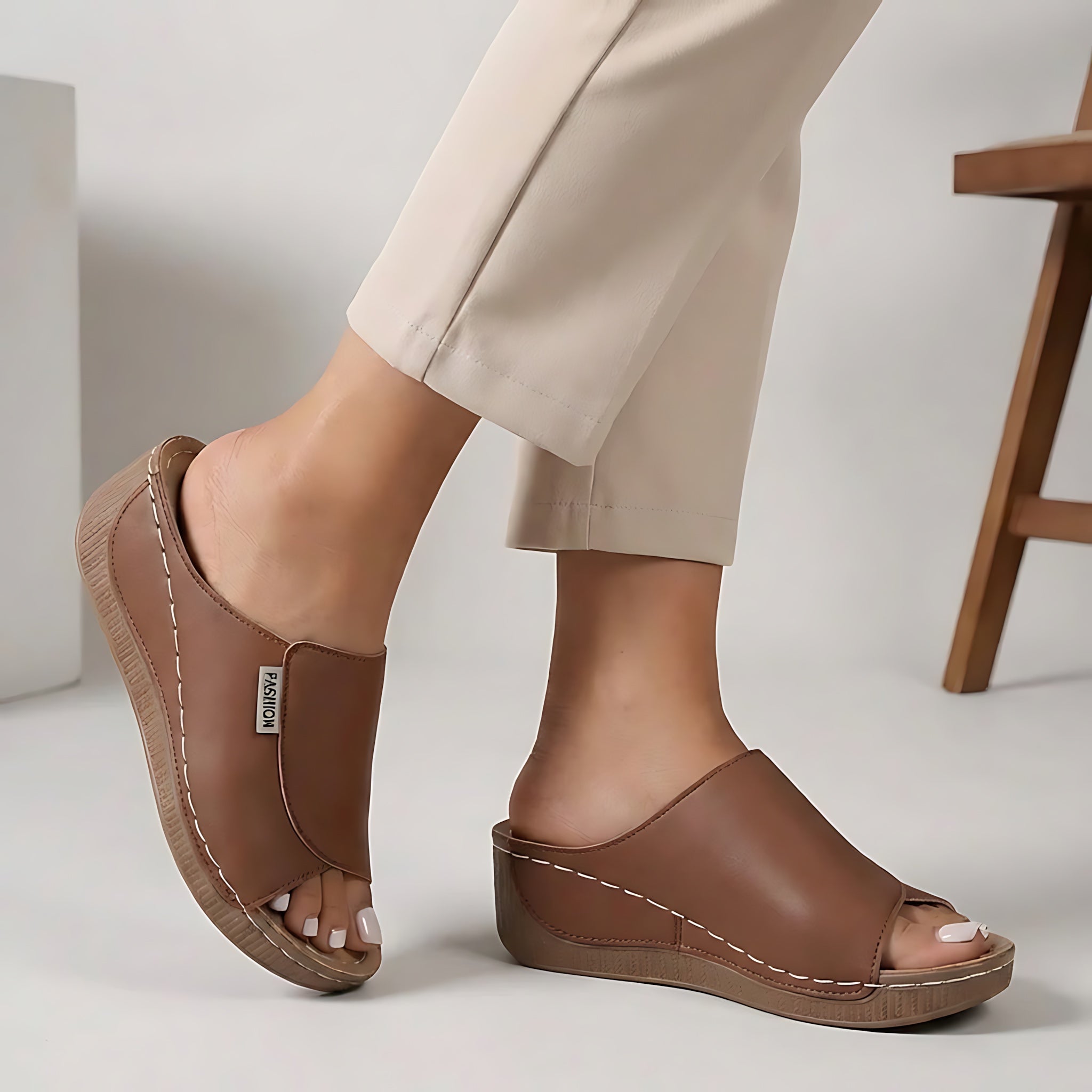 Aria – Slip On Peep Toe Wedge Sandals