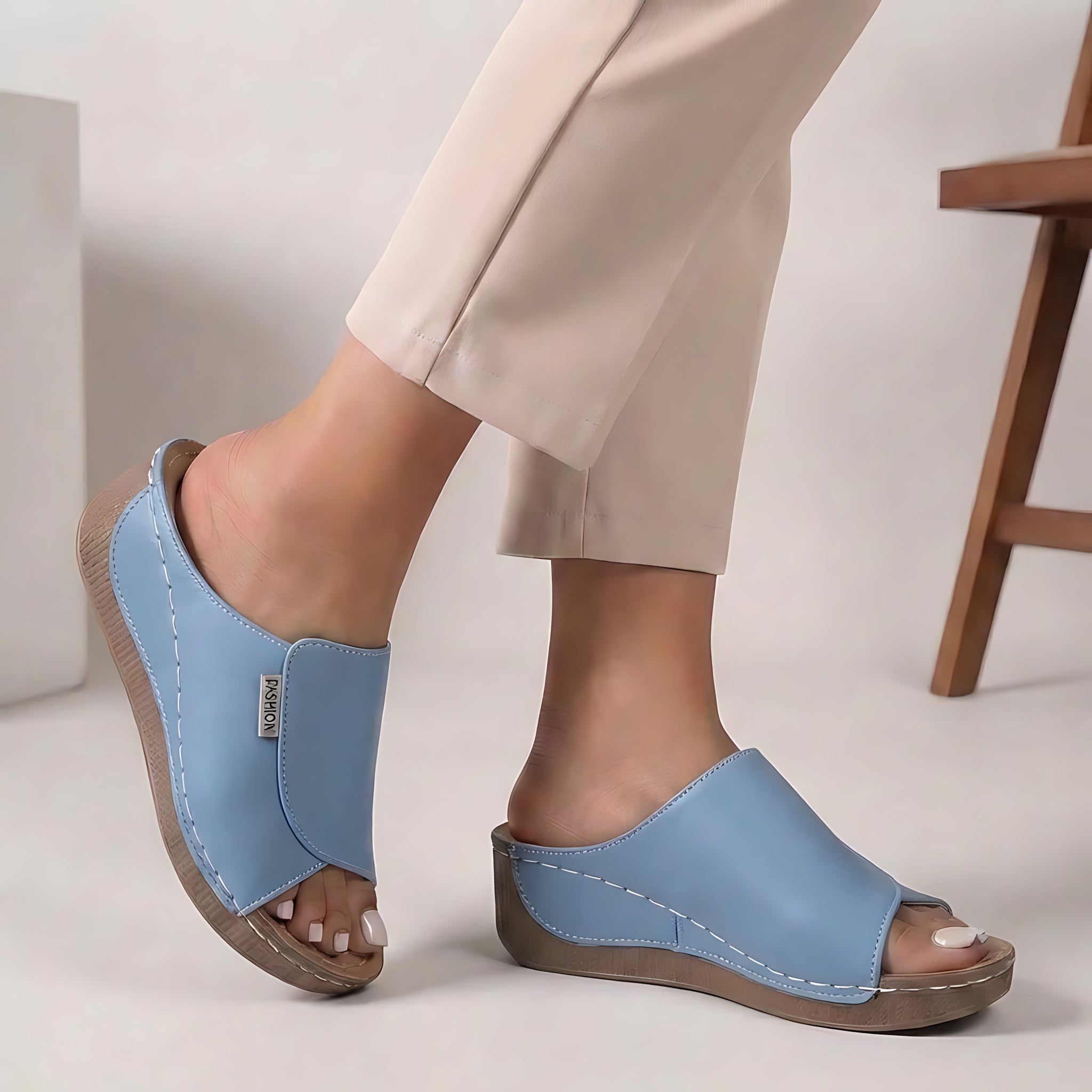 Aria – Slip On Peep Toe Wedge Sandals