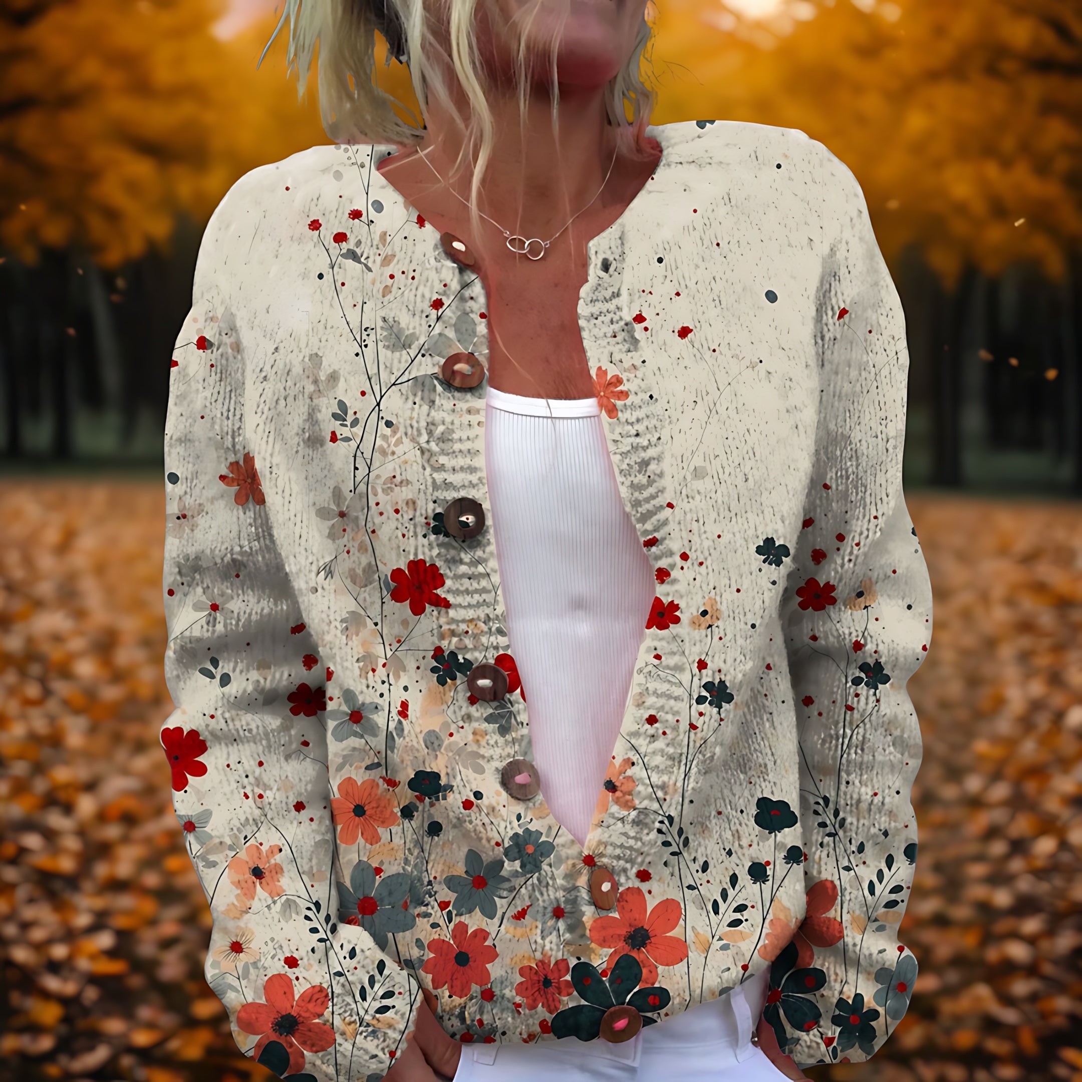 Ariana – Floral Embroidered Button Up Cardigan