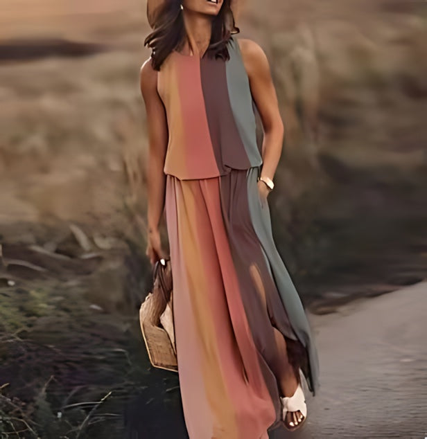 Ariana – Floral Print Scoop Neck Boho Maxi Dress