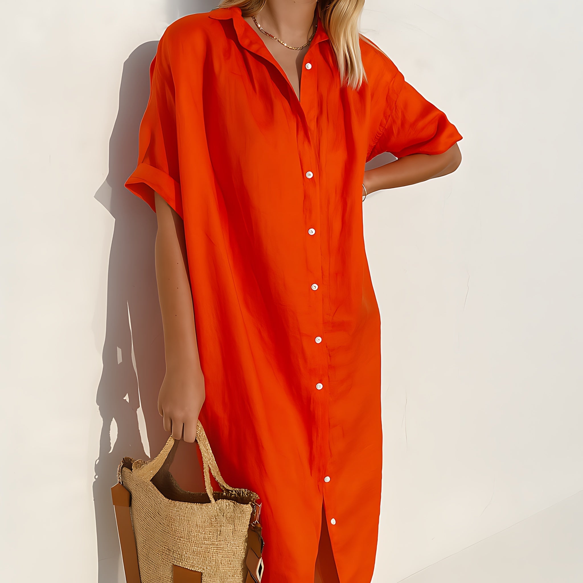 Ariana – Oversized Collared Midi Shirt Dress