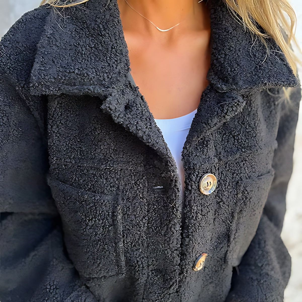 Ariana – Sherpa Fleece Button Up Shirt Jacket