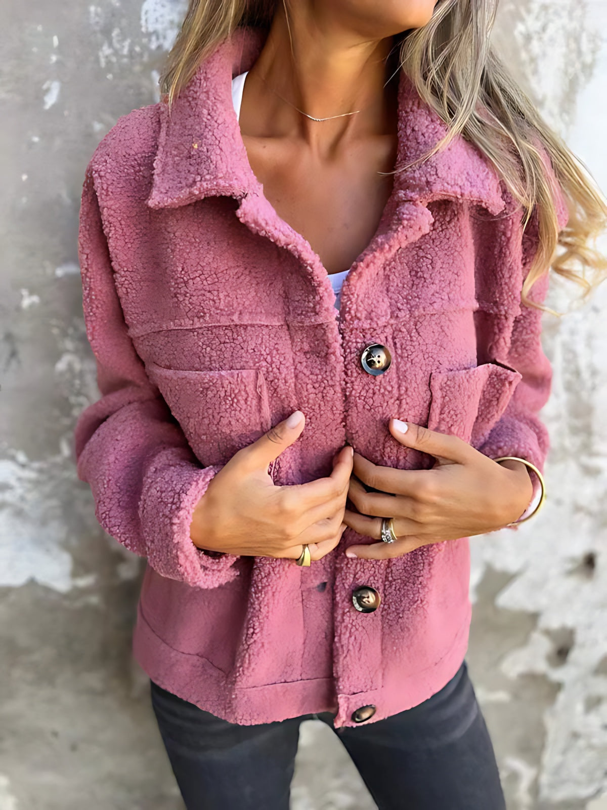 Ariana – Sherpa Fleece Button Up Shirt Jacket