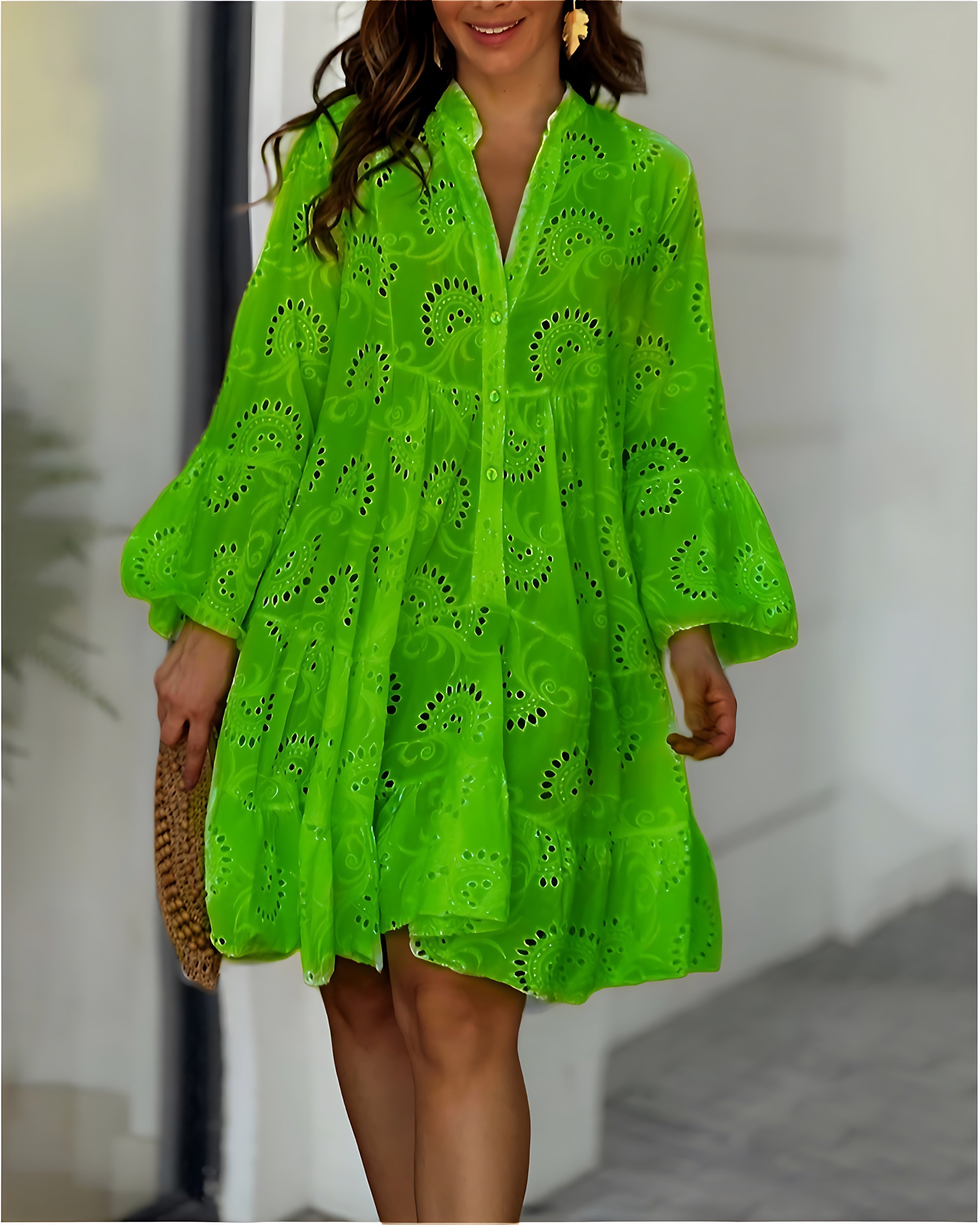 Arya – Lace Tiered V Neck Babydoll Mini Dress