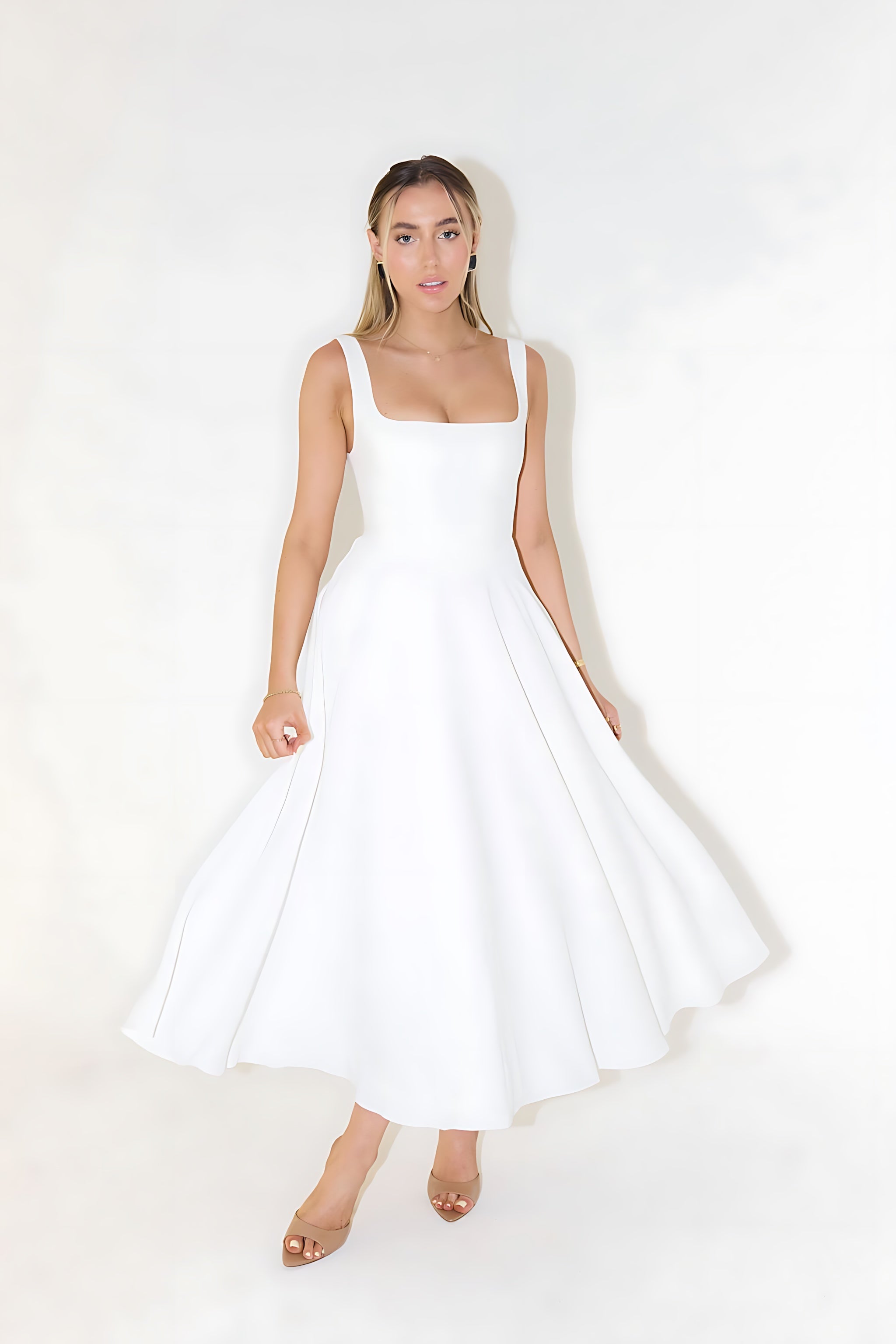 Arya – Square Neck Fit and Flare Midi Dress