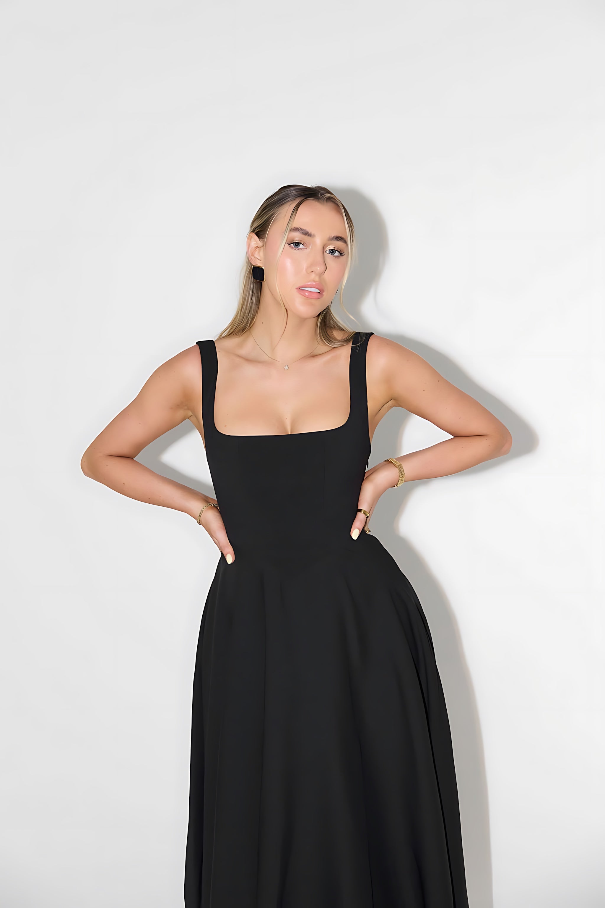Arya – Square Neck Fit and Flare Midi Dress