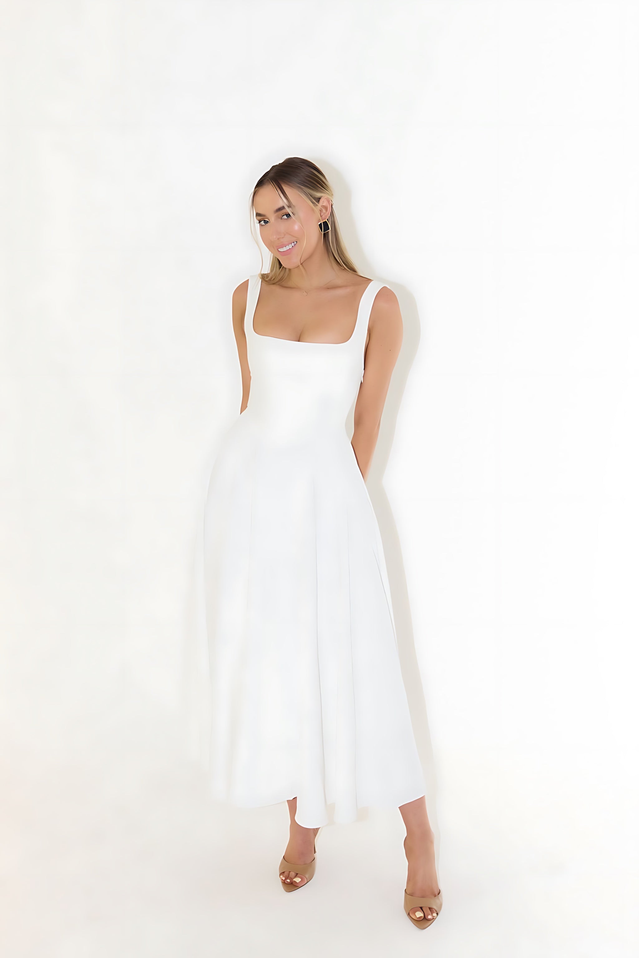Arya – Square Neck Fit and Flare Midi Dress