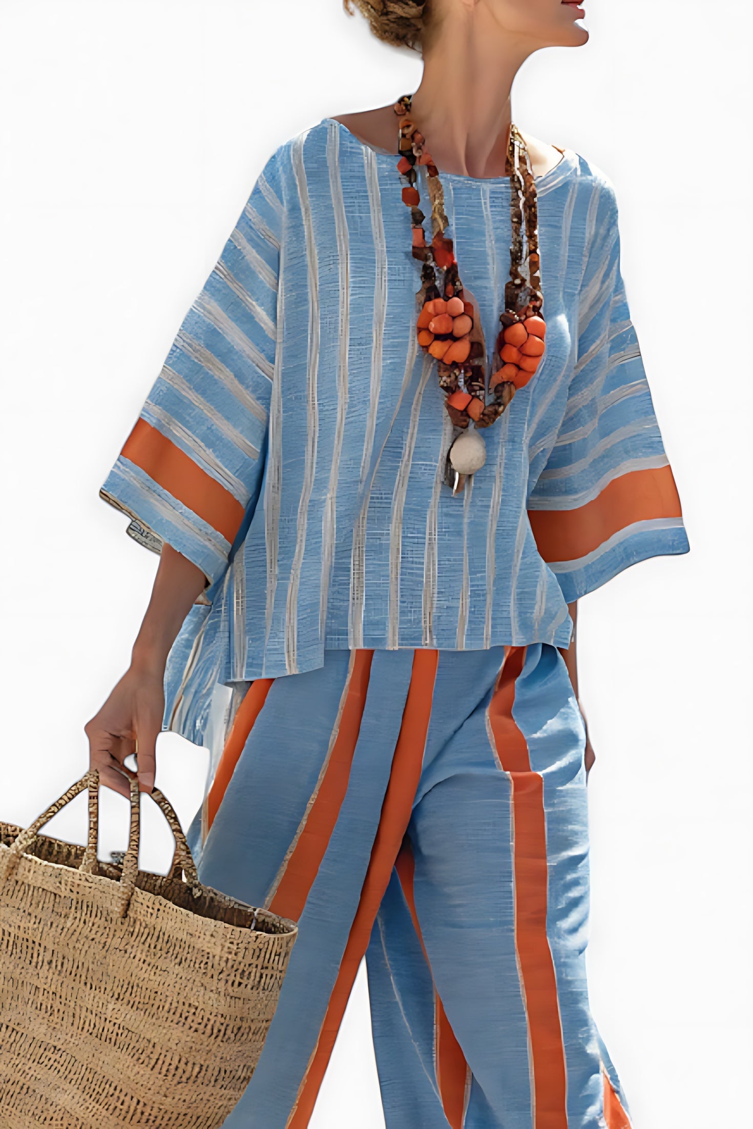 Arya – Striped Boxy Top and Wide Leg Pants Set