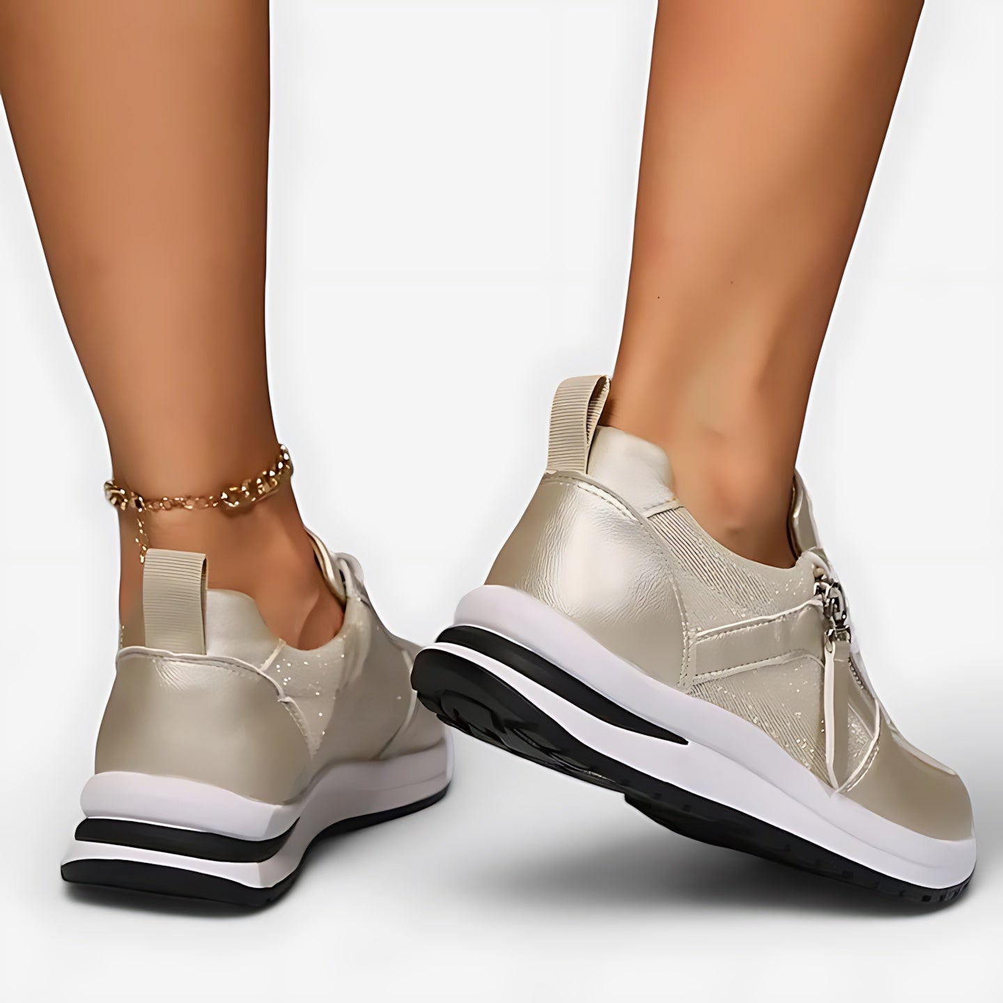 Athena – Metallic Lace Up Hidden Wedge Sneakers