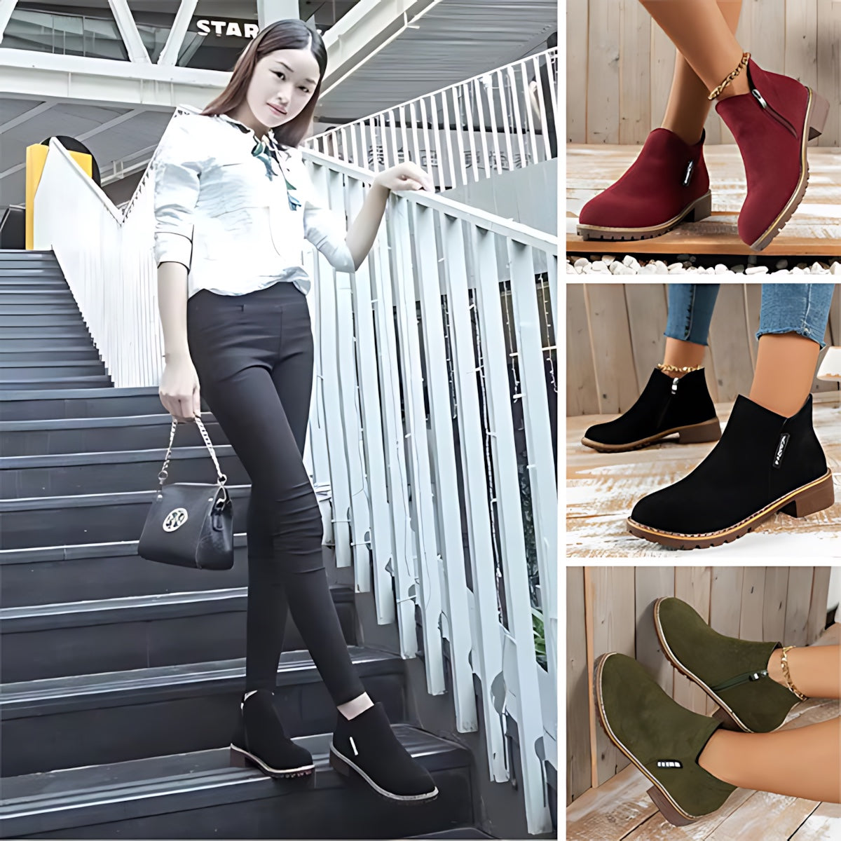 Athena – Suede Side Zip Ankle Boots