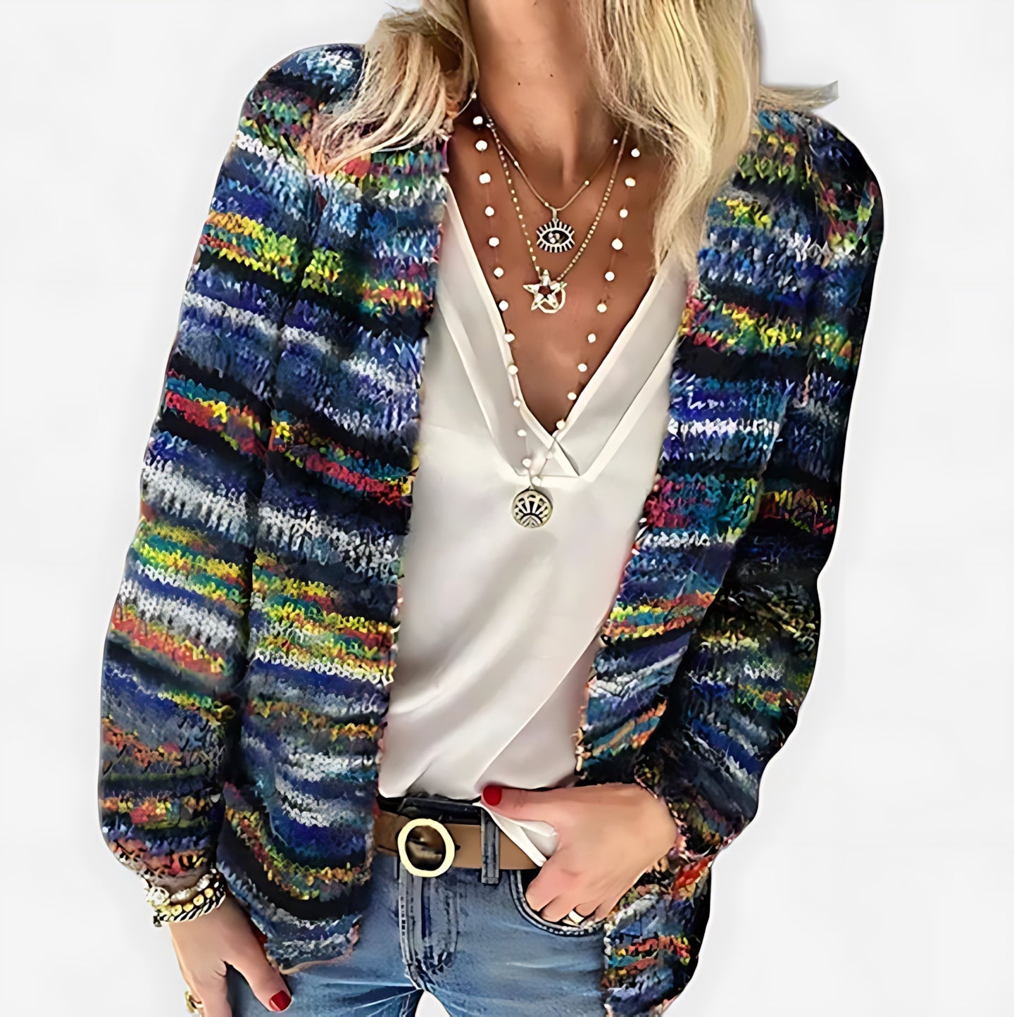 Aubrey – Striped Knit Button Up Cardigan