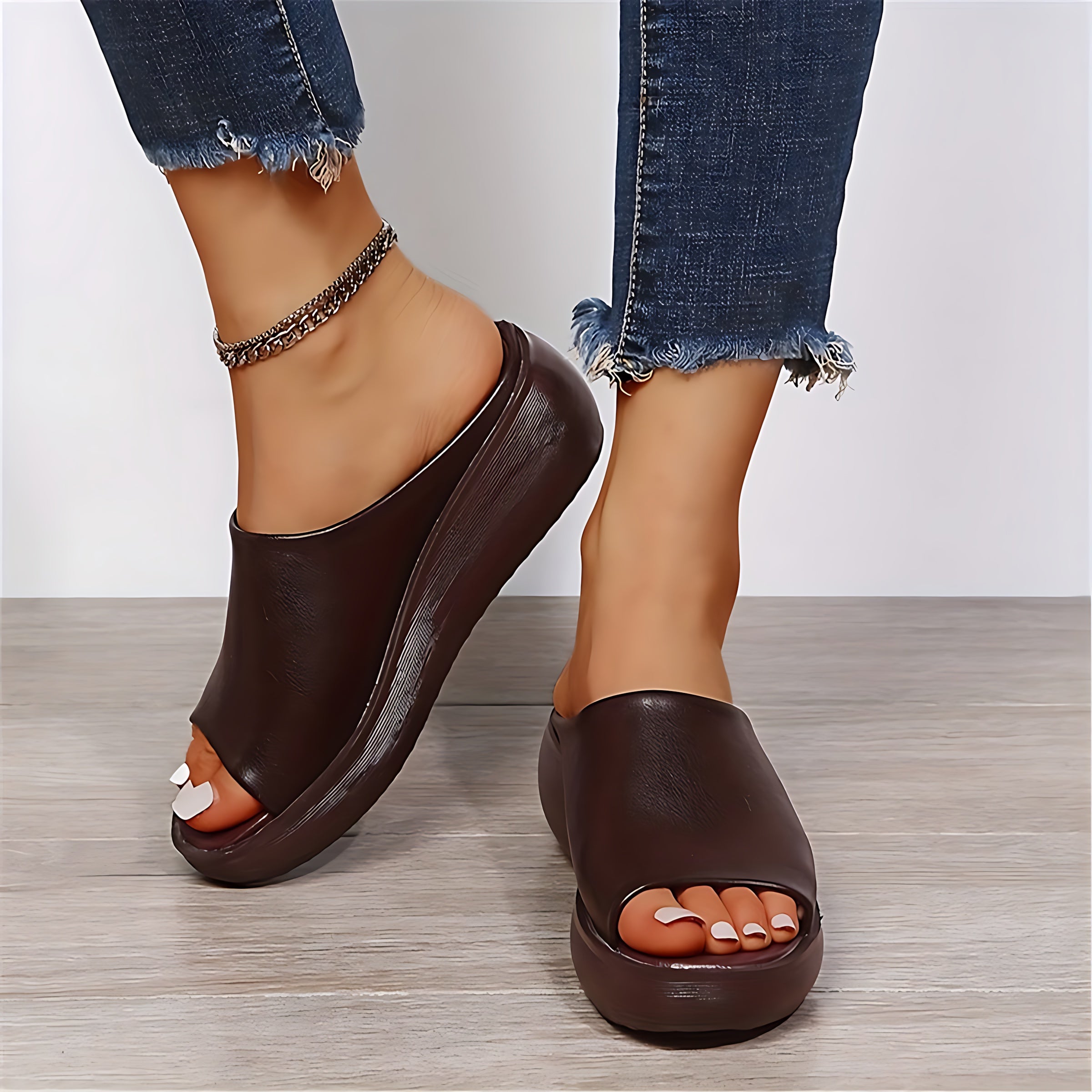 Audrey – Peep Toe Ankle Strap Wedge Sandals