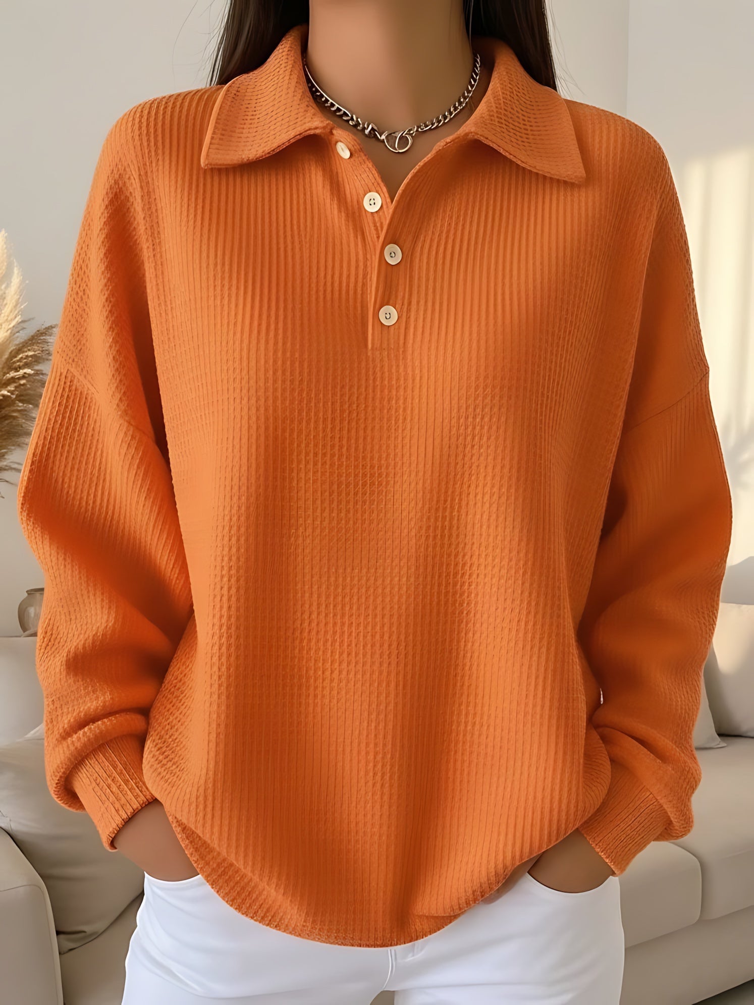 Audrey – Polo Collar Knit Sweater