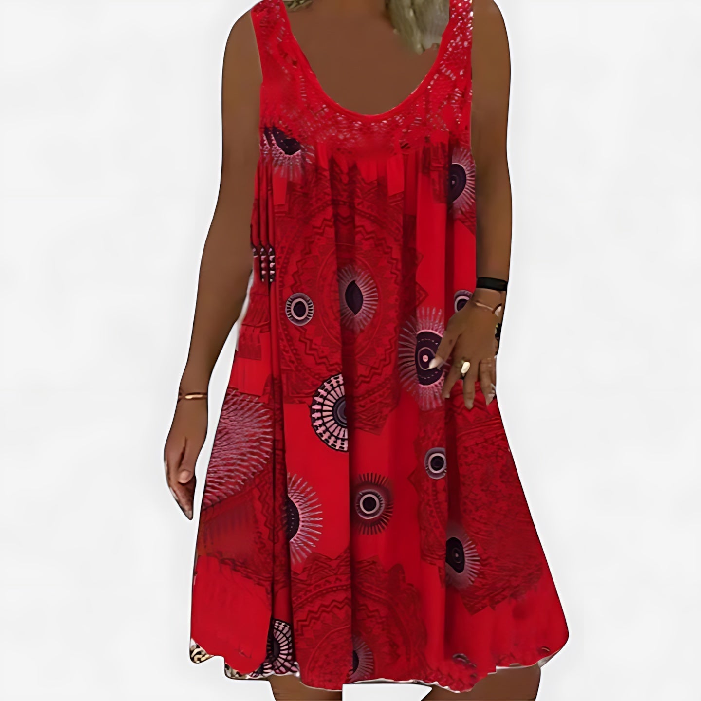 Aurora – Boho Print Pleated Summer Mini Dress