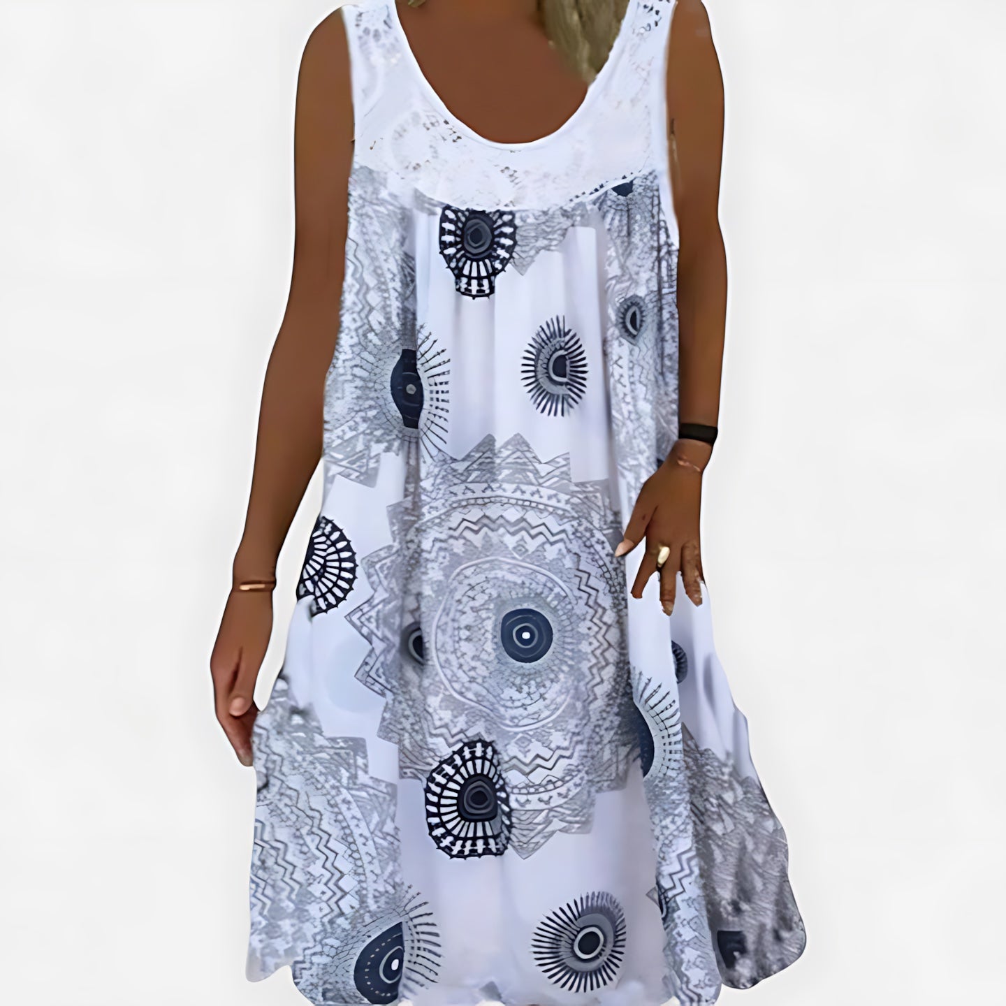 Aurora – Boho Print Pleated Summer Mini Dress