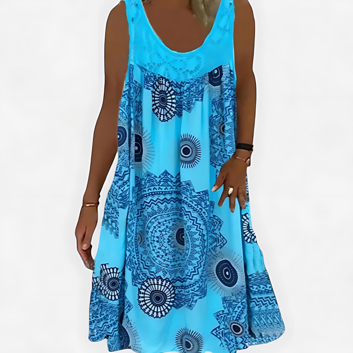 Aurora – Boho Print Pleated Summer Mini Dress