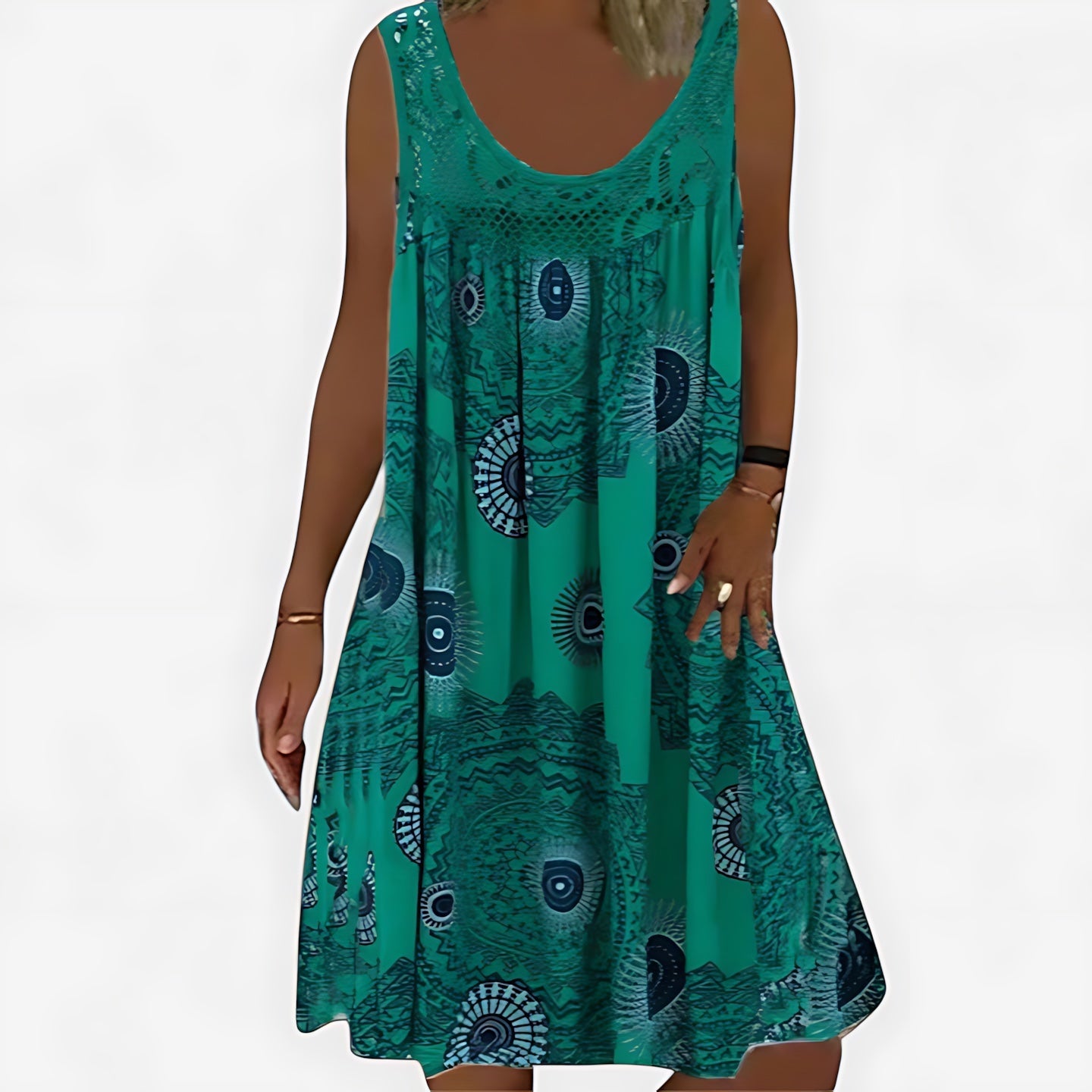 Aurora – Boho Print Pleated Summer Mini Dress