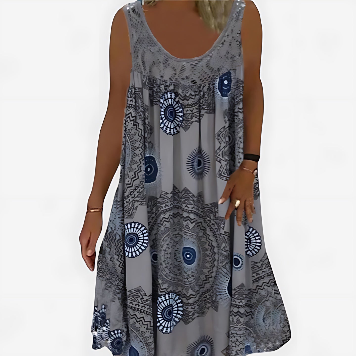 Aurora – Boho Print Pleated Summer Mini Dress