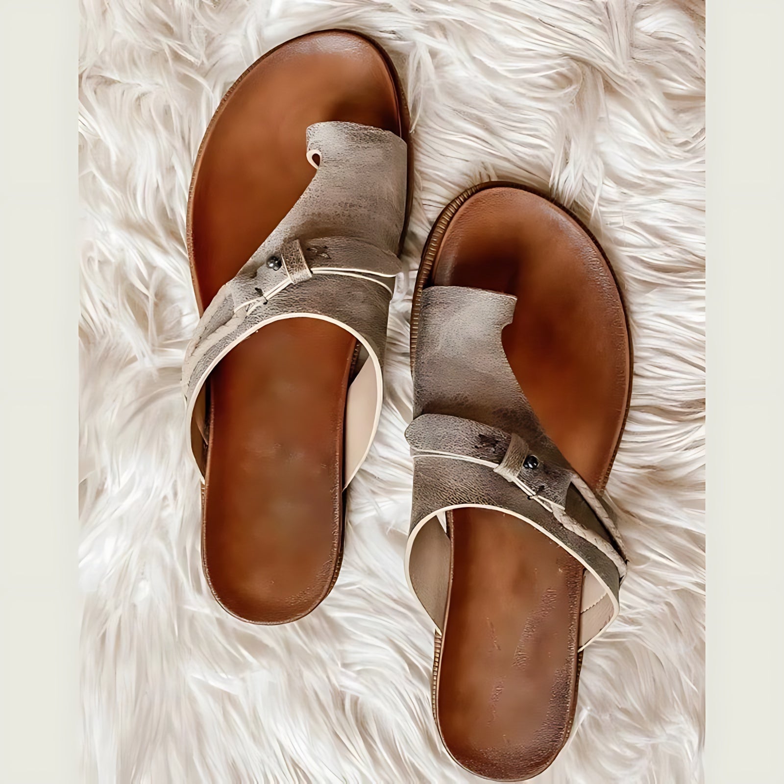 Aurora – Boho Toe Ring Flat Slide Sandals