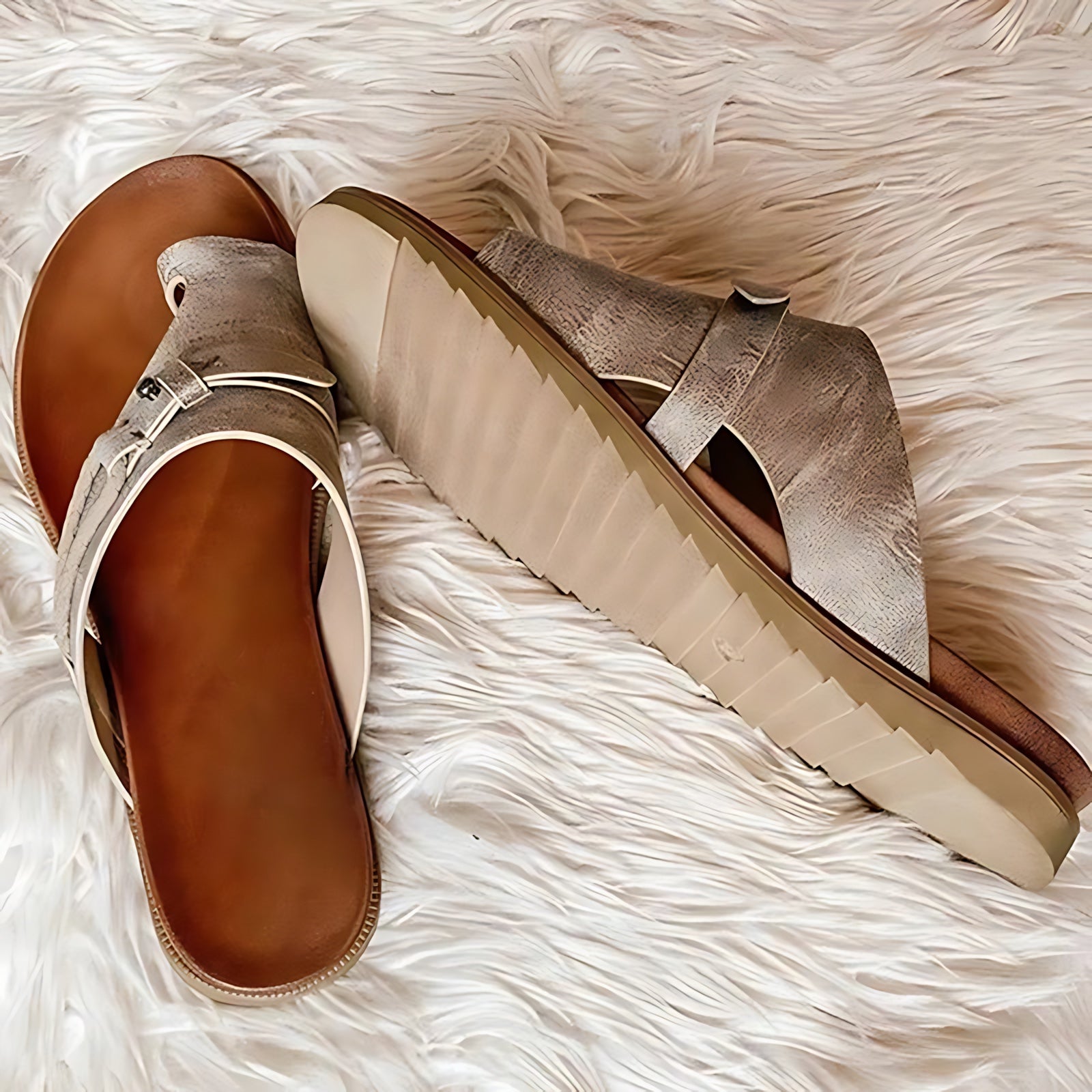 Aurora – Boho Toe Ring Flat Slide Sandals