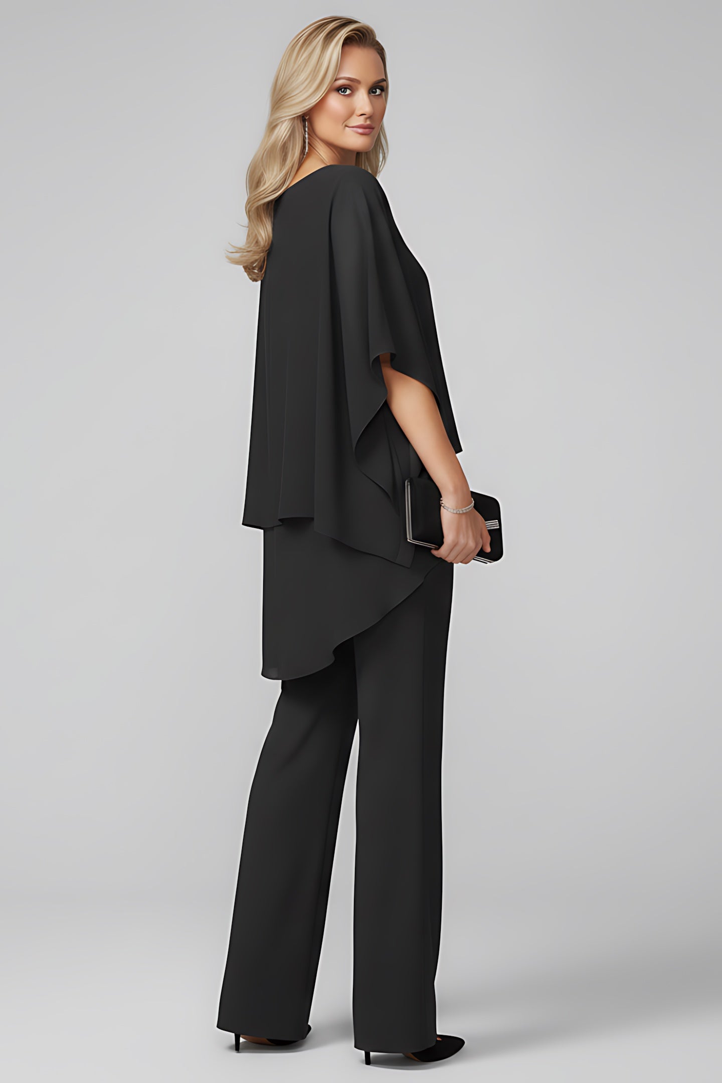 Aurora – Cold Shoulder Cape Top and Pants Set