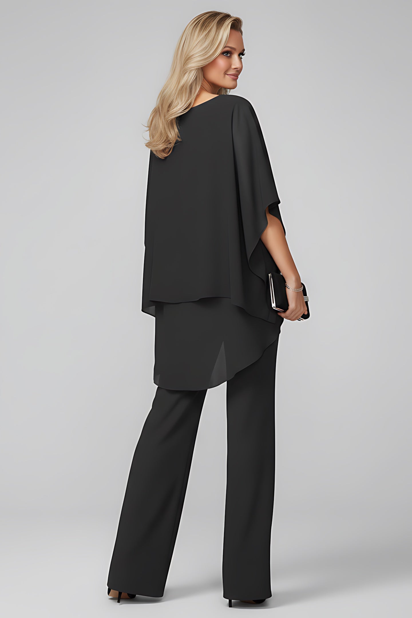 Aurora – Cold Shoulder Cape Top and Pants Set