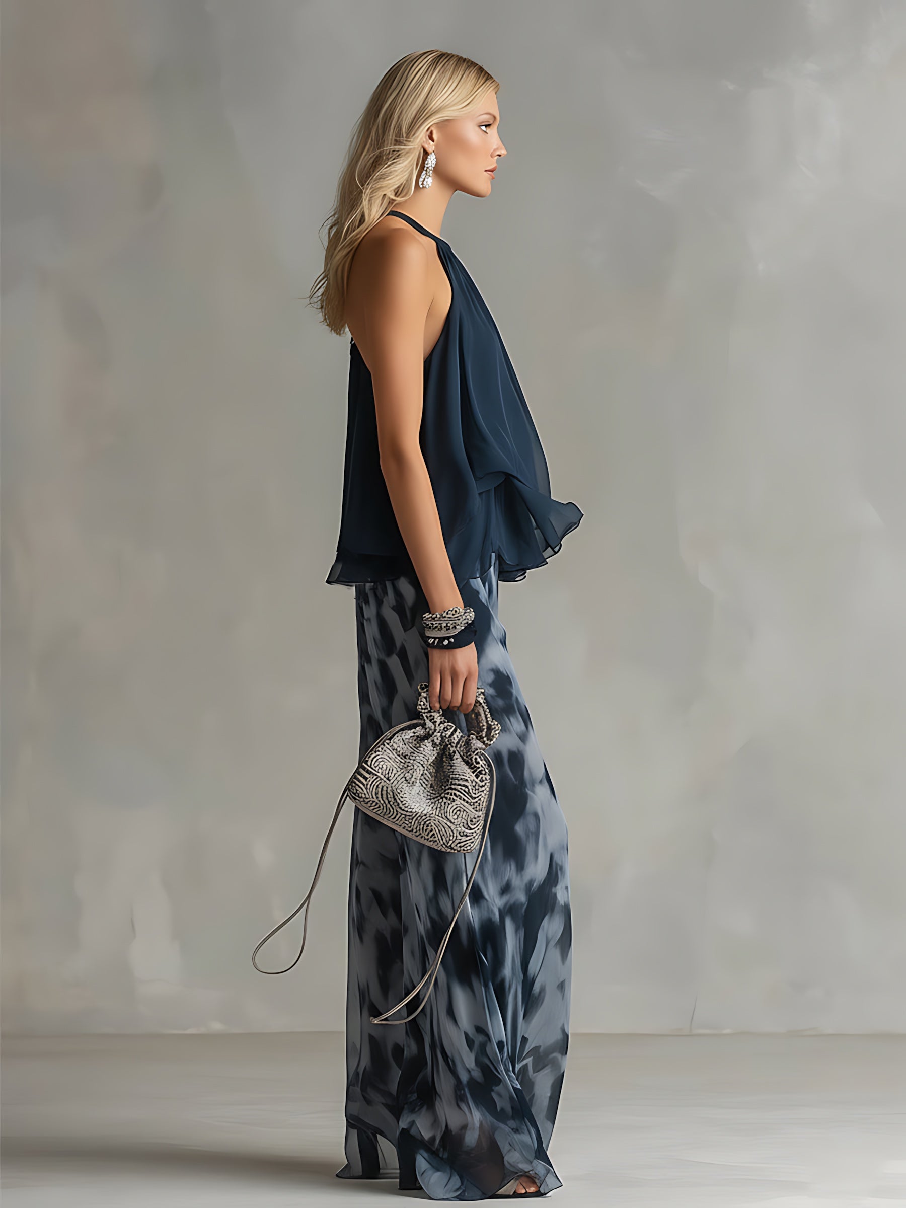 Aurora – Halter Top and Tie Dye Wide Leg Pants Set