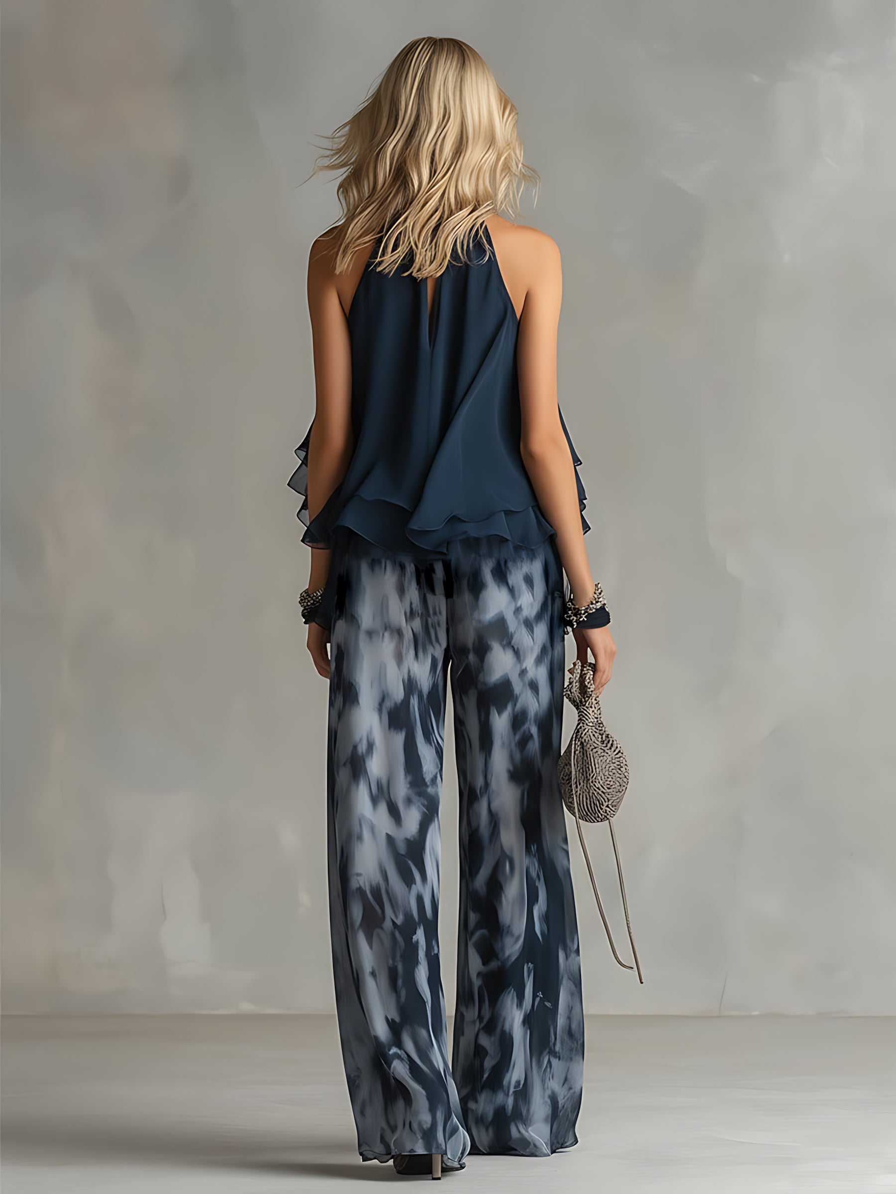 Aurora – Halter Top and Tie Dye Wide Leg Pants Set
