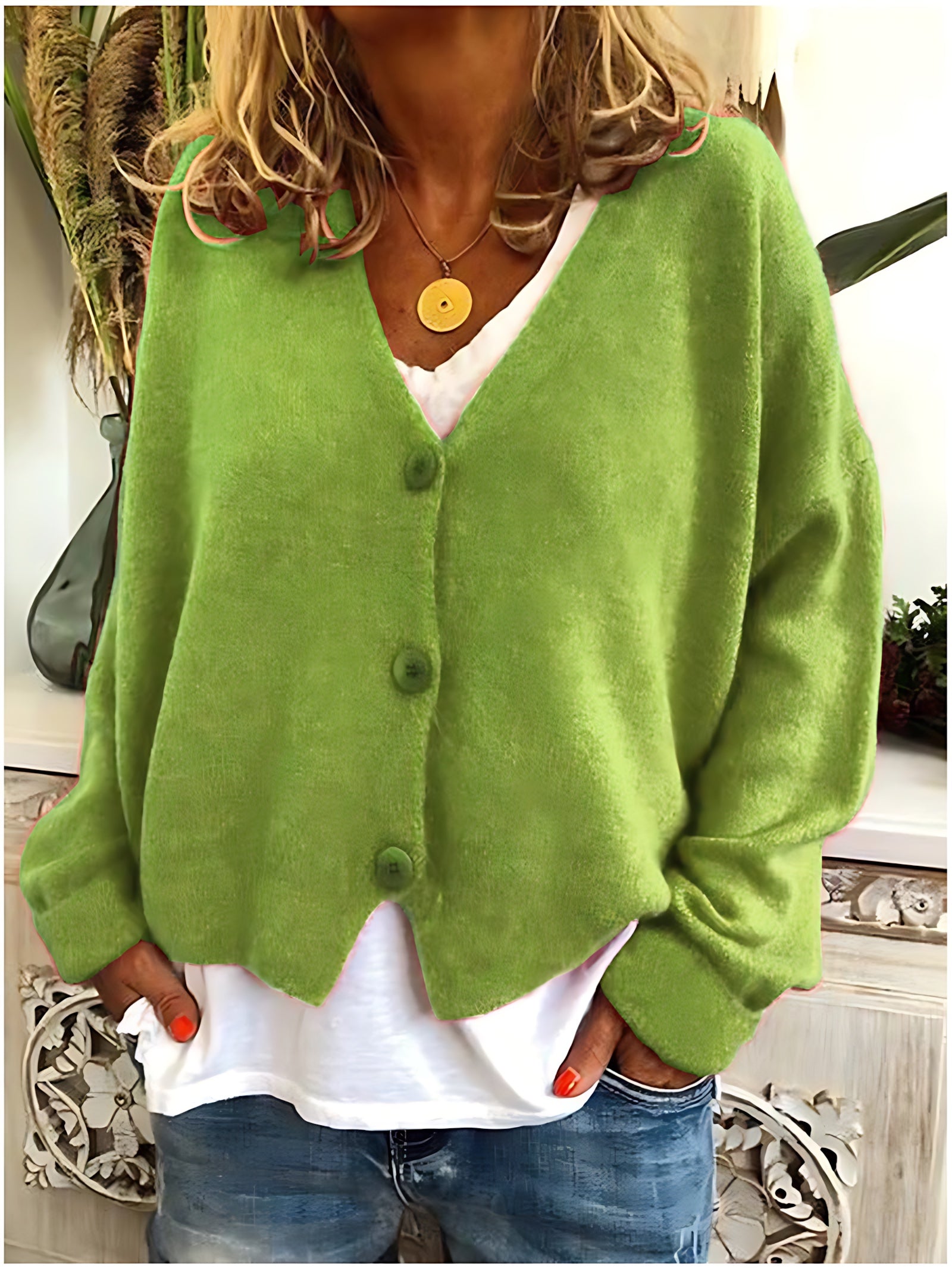 Aurora – V Neck Button Up Knit Cardigan