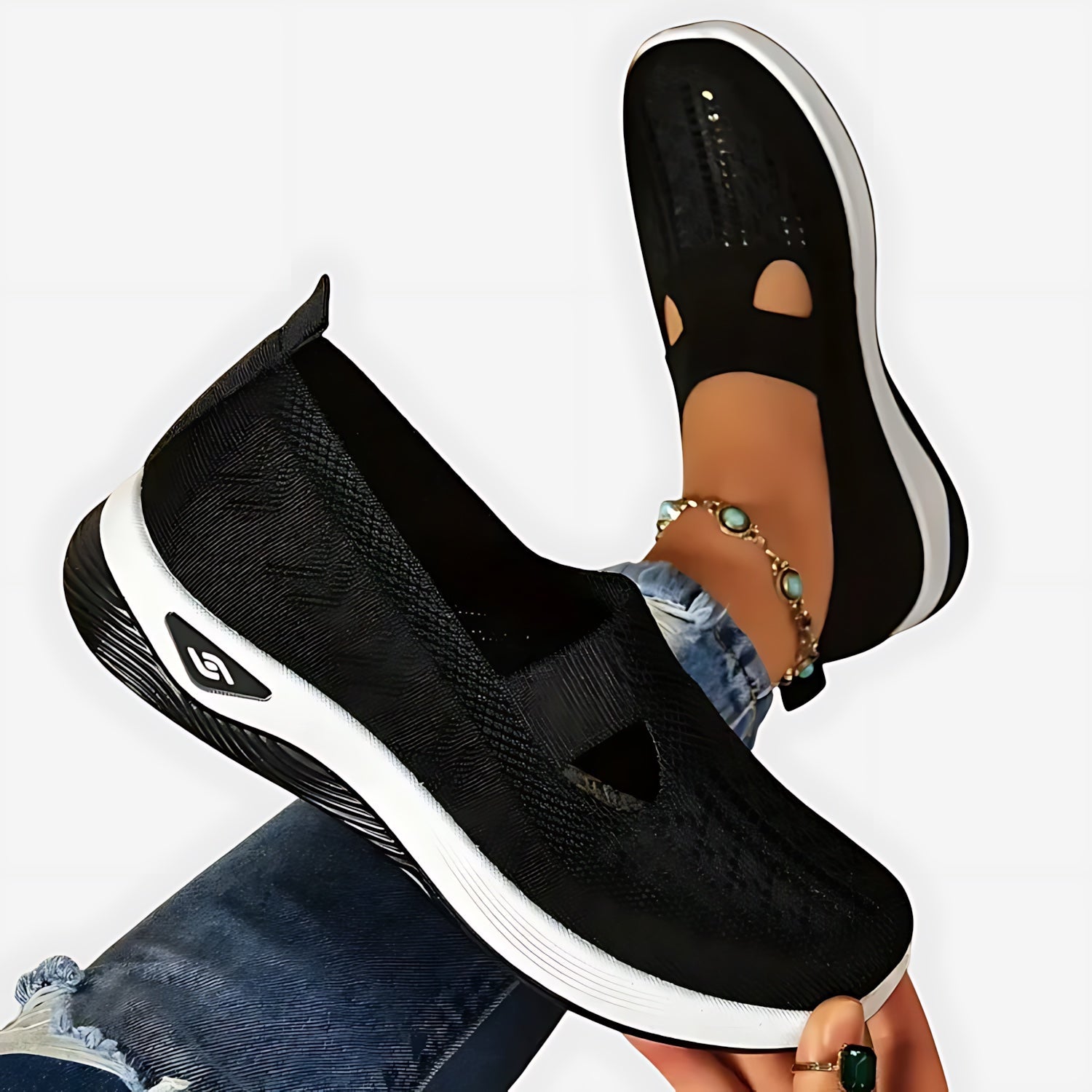 Autumn – Glitter Mesh Slip On Walking Sneakers