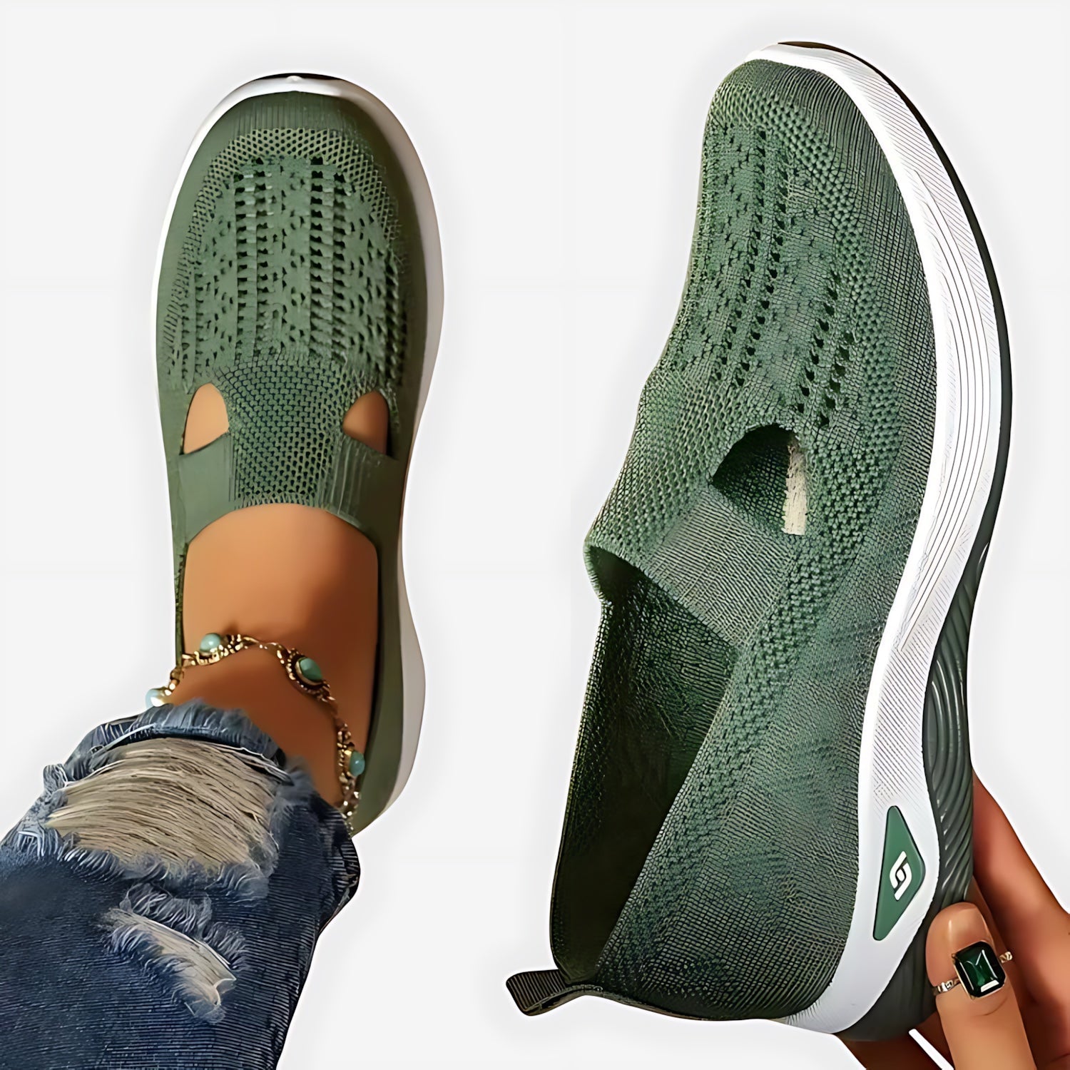 Autumn – Glitter Mesh Slip On Walking Sneakers